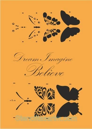 Stencil Tasarım By022 Duvar Ahşap Cam Boyama Deseni