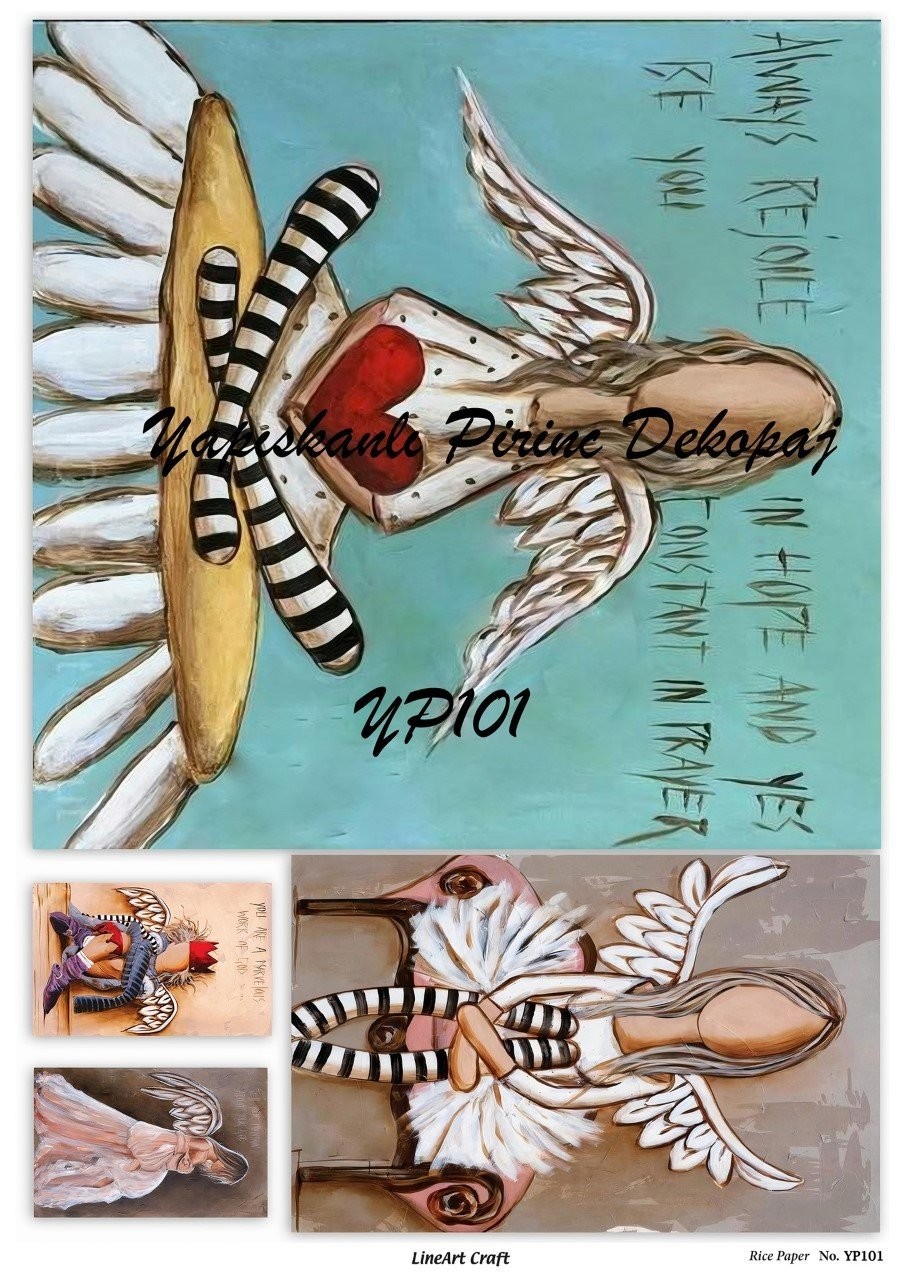 Yp101 Lineart Yapışkanlı Pirinç Dekopaj ,Sticker Pirinç Dekopaj