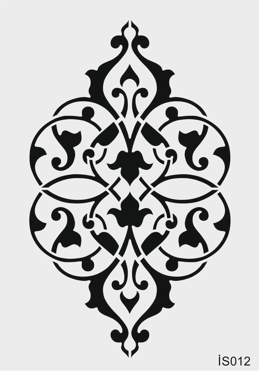 Stencil Tasarım Is012 İslami Göbek Desen Duvar Ahşap Cam Kumaş Boyama Deseni