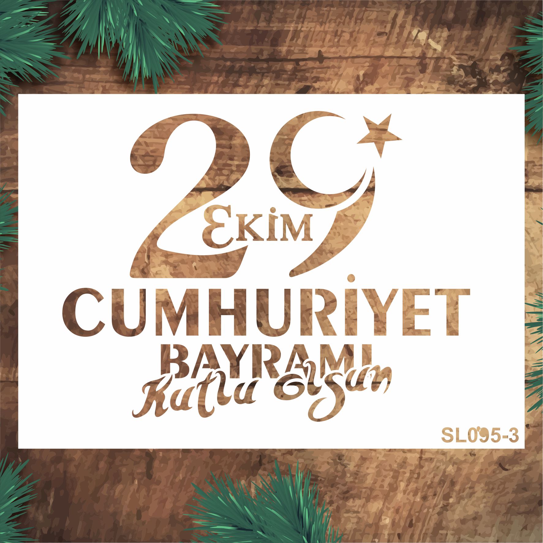Stencil Tasarım SL095 21x30cm 3 lü CUMHURİYET BAYRAMI Seti- Desen Kalıbı, Boyama Şablonları