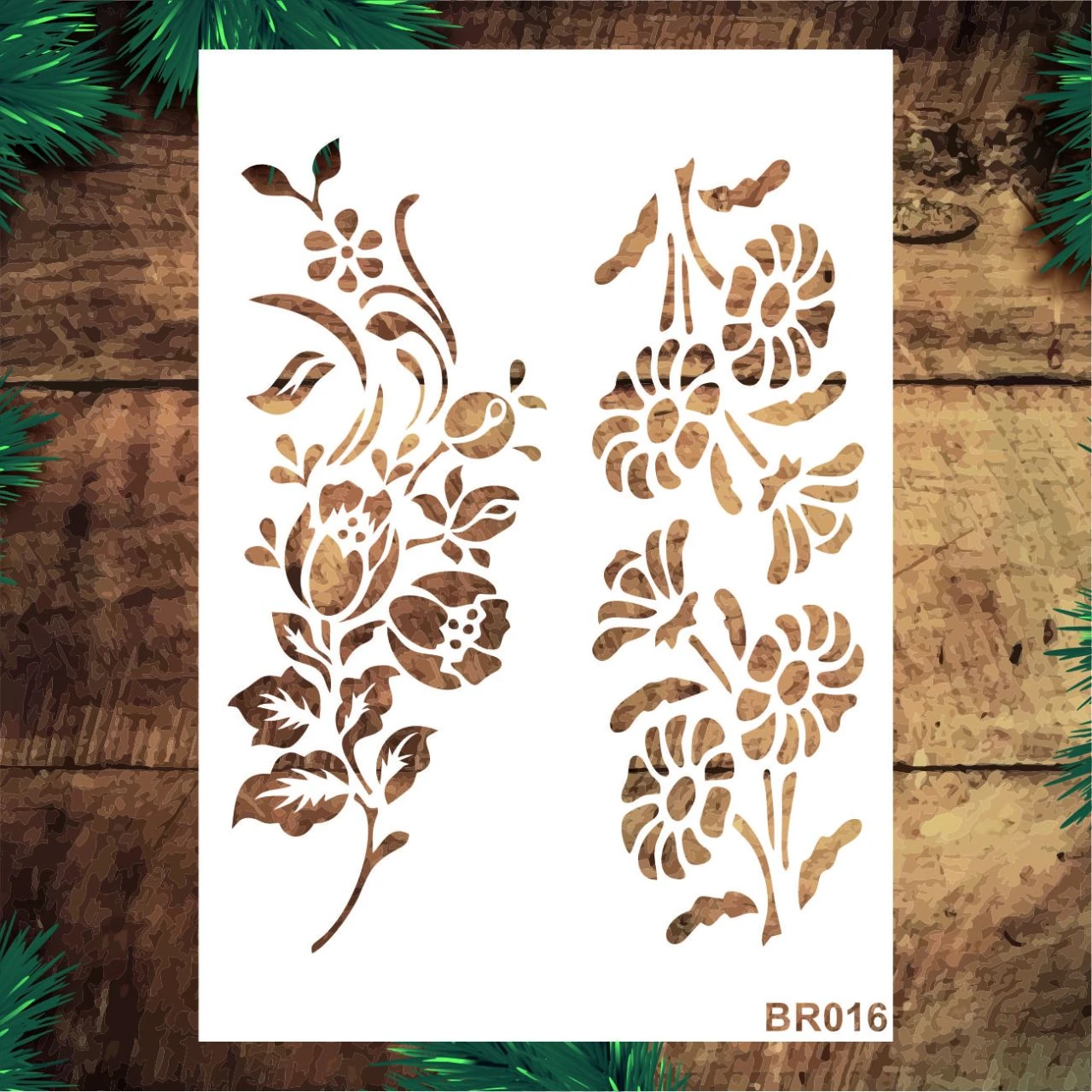 Stencil Tasarım Br016 Duvar Ahşap Cam Boyama Deseni