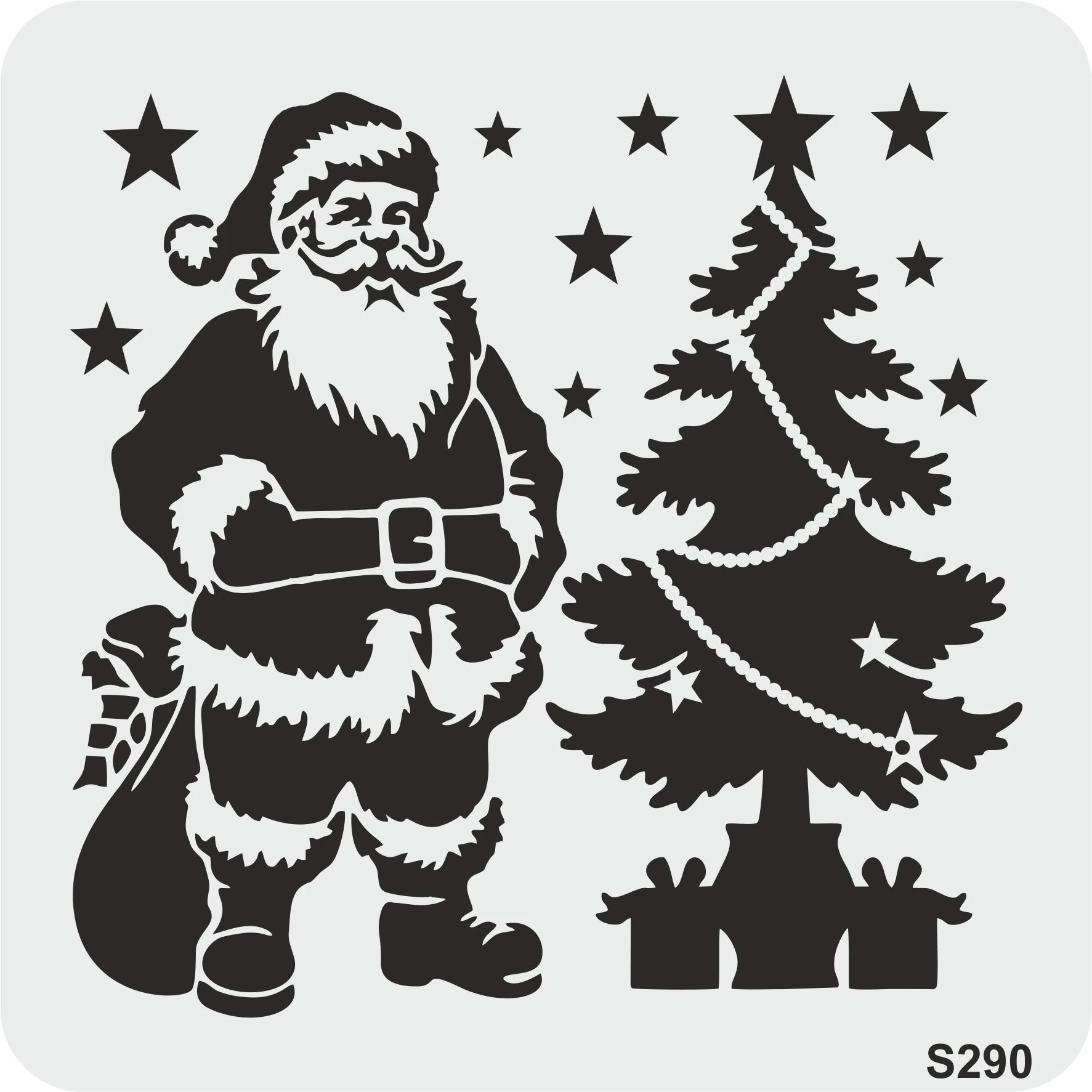 Stencil Tasarım S290 Noel Baba- Dekoratif Duvar, Eşya,kumaş,fayans Boyama Şablonları