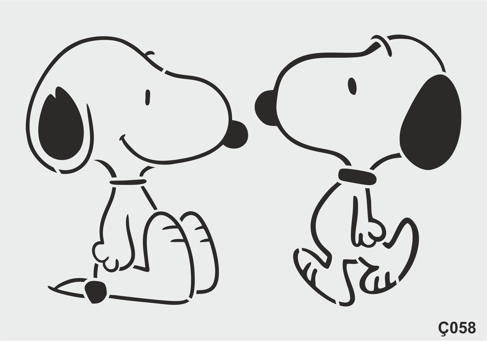 Stencil Tasarım Ç058 Snoopy Duvar Ahşap Cam Boyama Deseni