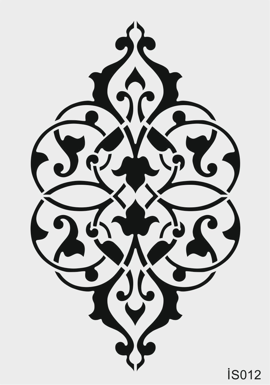 Stencil Tasarım Is012 İslami Göbek Desen Duvar Ahşap Cam Kumaş Boyama Deseni