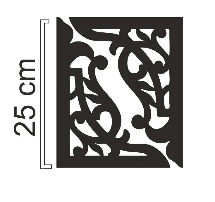 Stencil Tasarım C121 Köşe 25 Cm Duvar Ahşap Cam Boyama Deseni