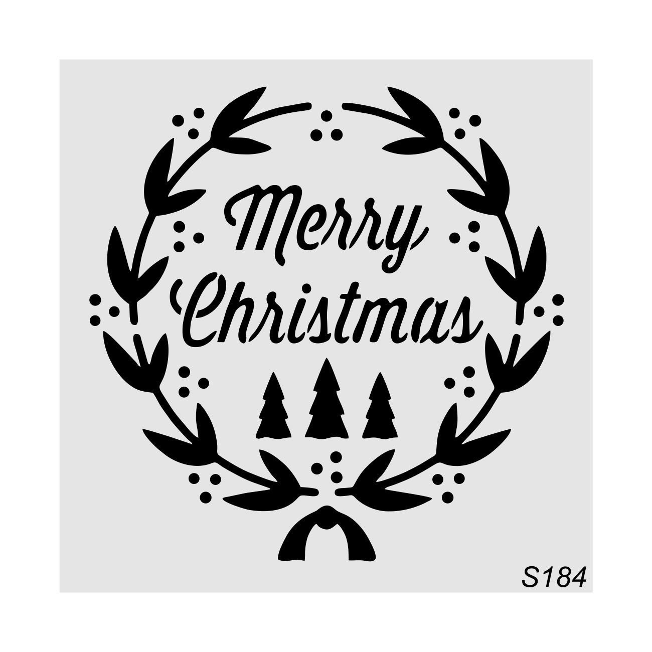 Stencil Tasarım S184 Merry Christmas Duvar Ahşap Cam Boyama Deseni