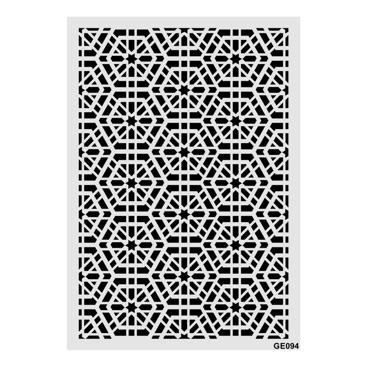 Stencil Tasarım Ge094 Geometrik Desen Duvar Ahşap Cam Boyama Deseni