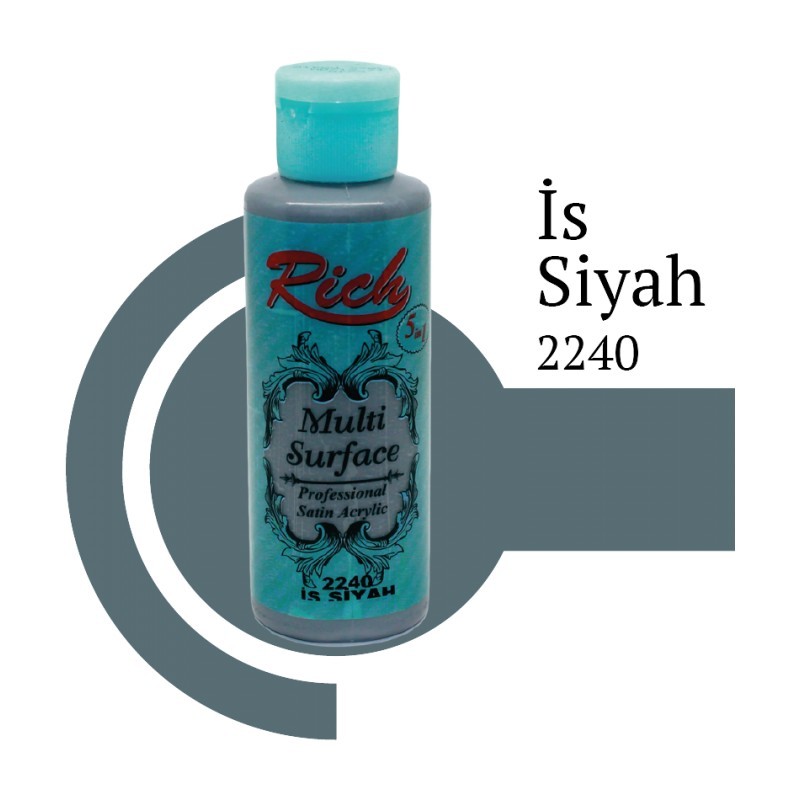 Rich Multi Surface 120 cc İs Siyah 2240 Akrilik  Ahşap, Cam, Fayans Stencil Boyası