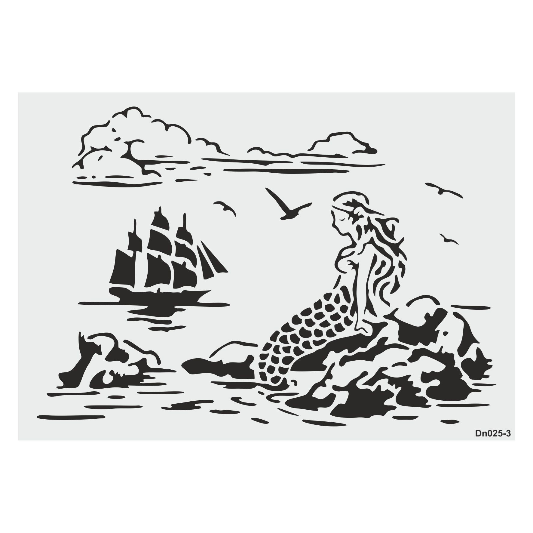 Stencil Tasarım DN025 Deniz Temalı , 21x30cm , 3lü  stencil seti  SET:43   Duvar Ahşap Boyama Desen 