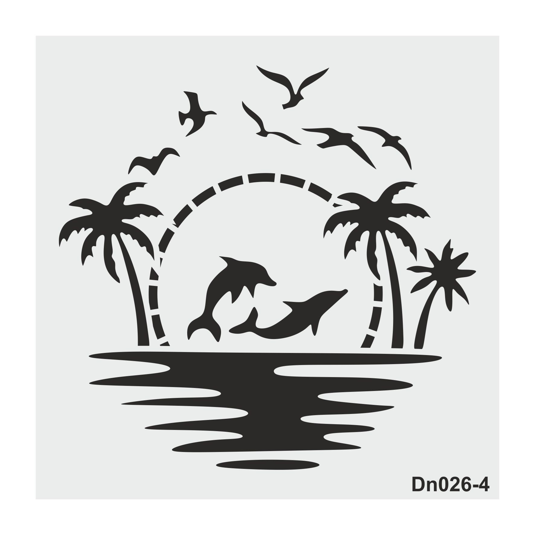 Stencil Tasarım DN026 Deniz Temalı , 20X20cm , 4 lü  stencil seti  SET:44   Duvar Ahşap Boyama Desen