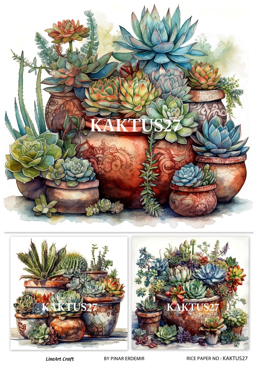 Lineart Pirinç Dekopaj Kağıdı KAKTUS27 29x42cm