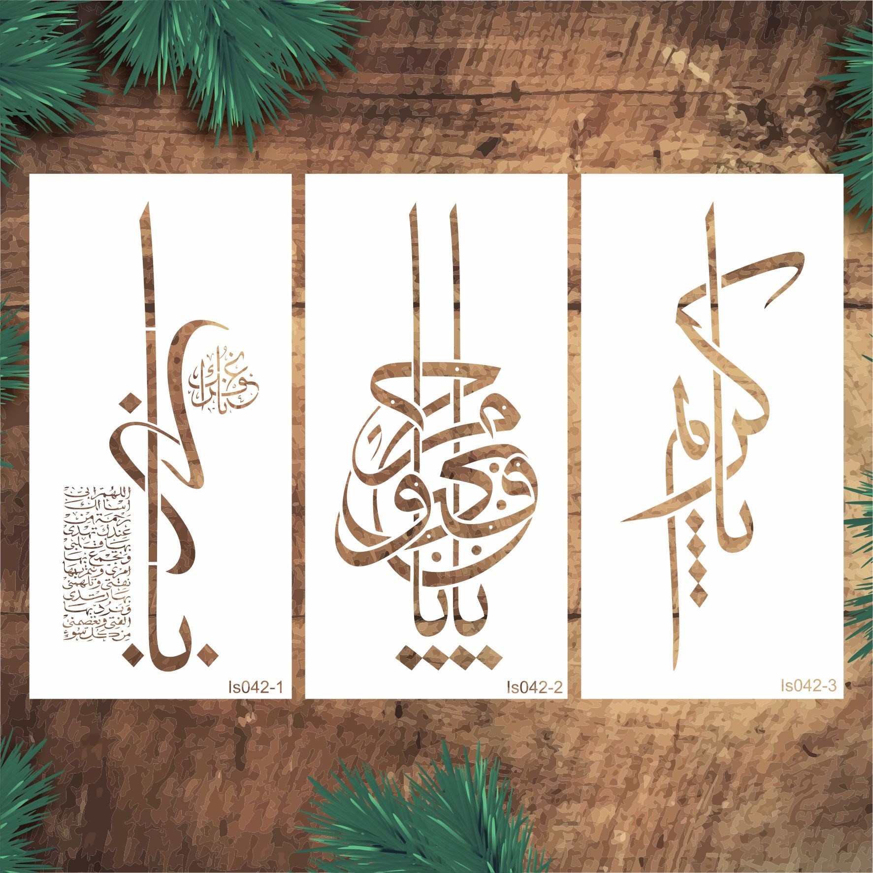Stencil Tasarım IS042 3 lü Set, SET:42 ,Dekoratif Duvar, Eşya,kumaş,fayans Boyama Şablonları 