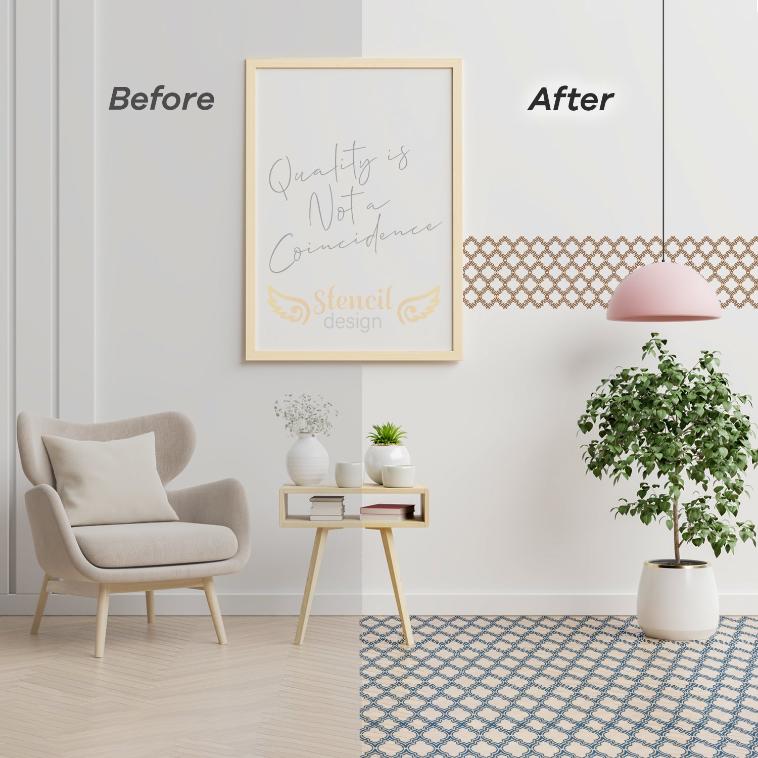 Stencil Tasarım Hd003 Duvar Ahşap Cam Boyama Deseni