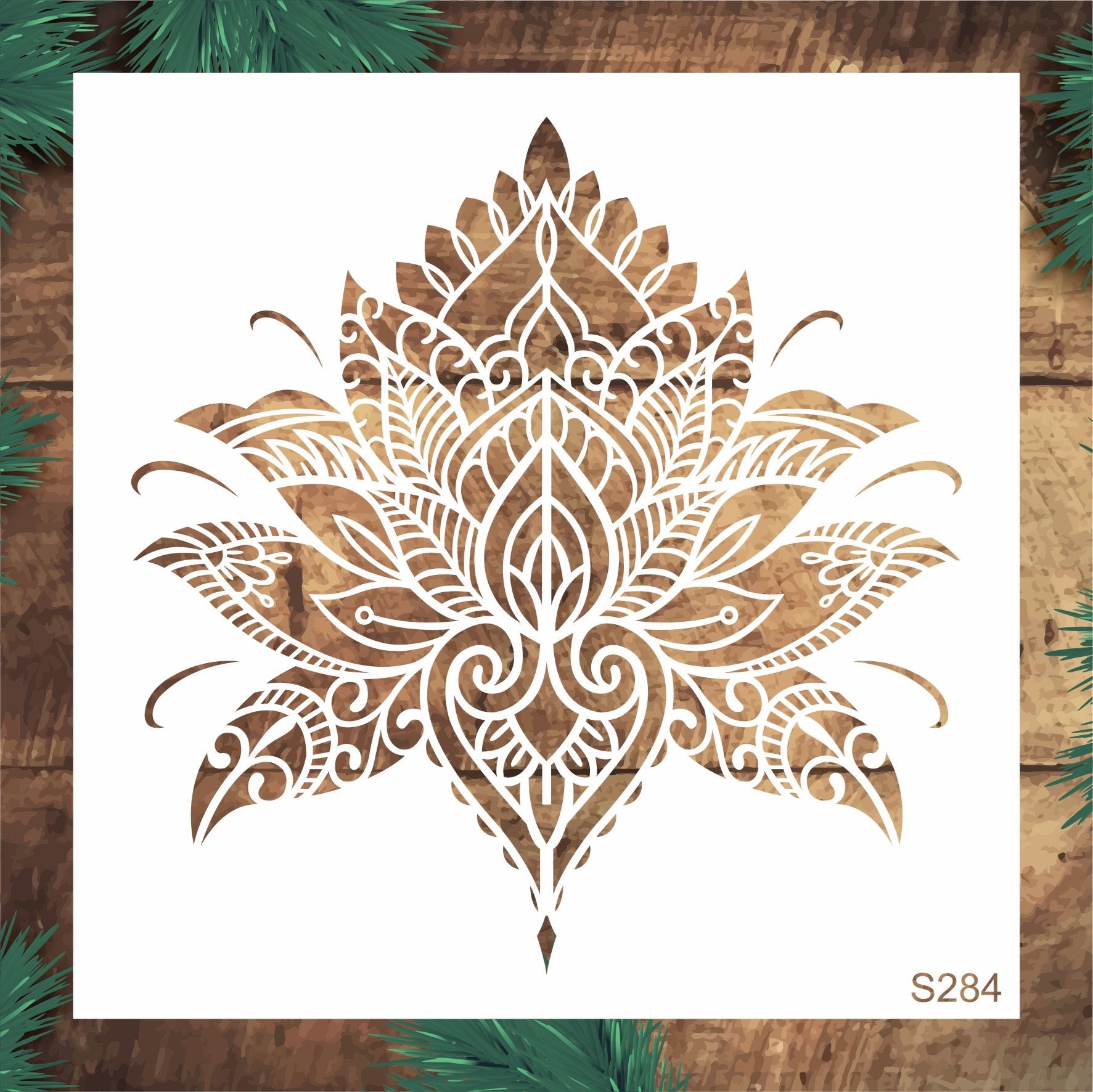 Stencil Tasarım S284 Lotus - Dekoratif Duvar Ve Eşya Boyama Şablonları 