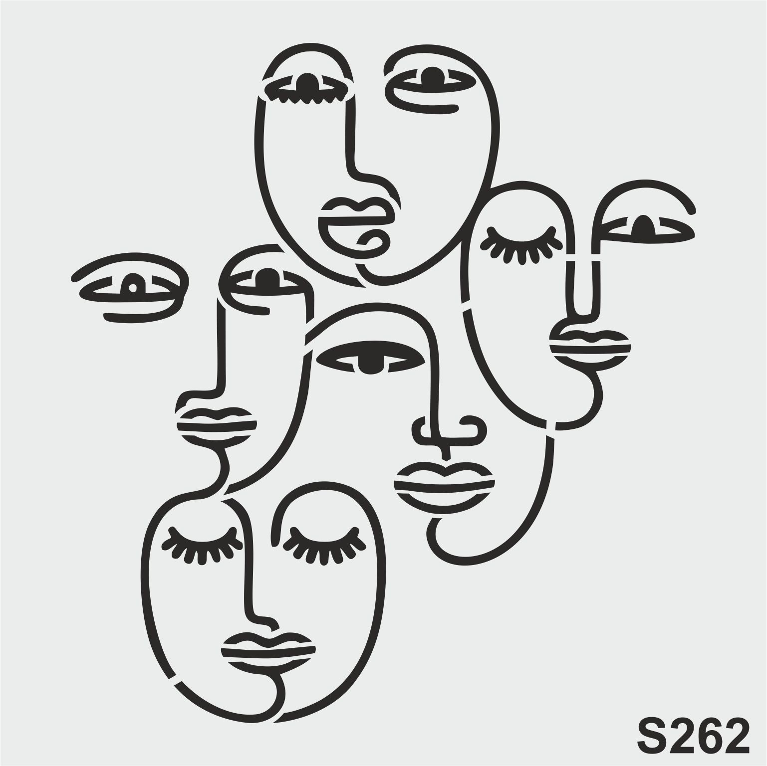 Stencil Tasarım S262 Portre- Dekoratif Duvar, Eşya, Fayans,Kumaş Boyama Şablonları