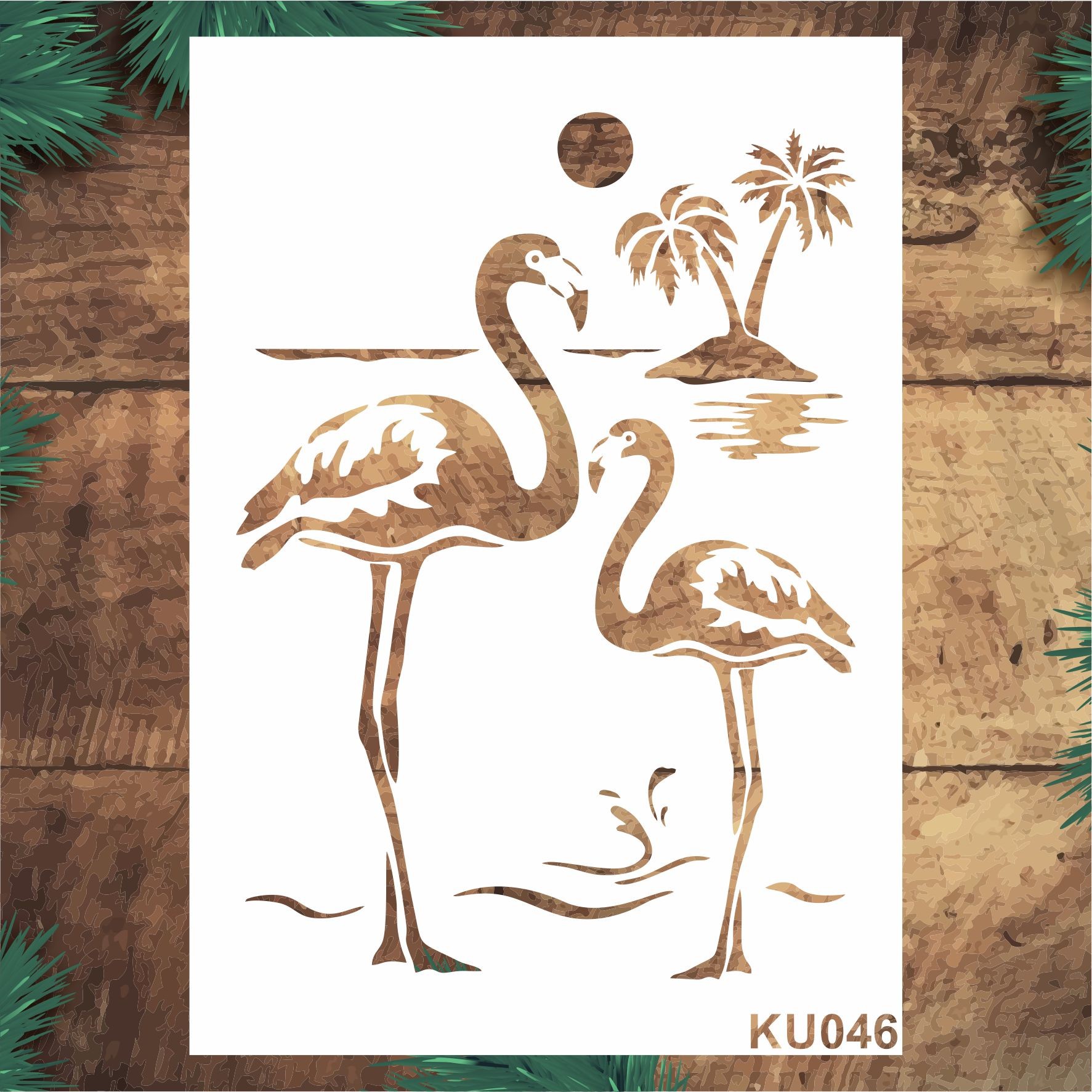 Stencil Tasarım KU046 Flamingo - Dekoratif Duvar, Eşya, Fayans,Kumaş Boyama Şablonları