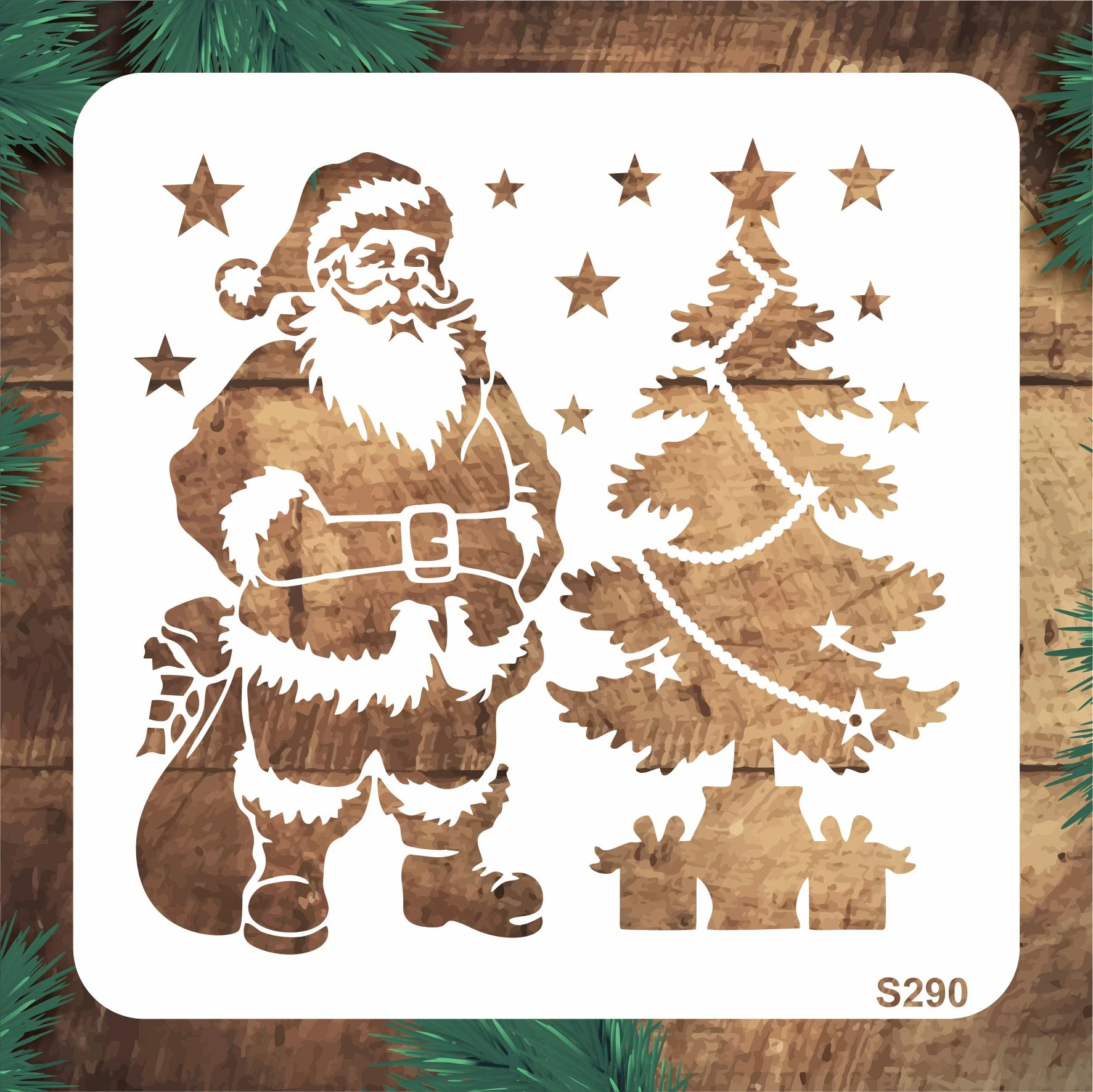 Stencil Tasarım S290 Noel Baba- Dekoratif Duvar, Eşya,kumaş,fayans Boyama Şablonları