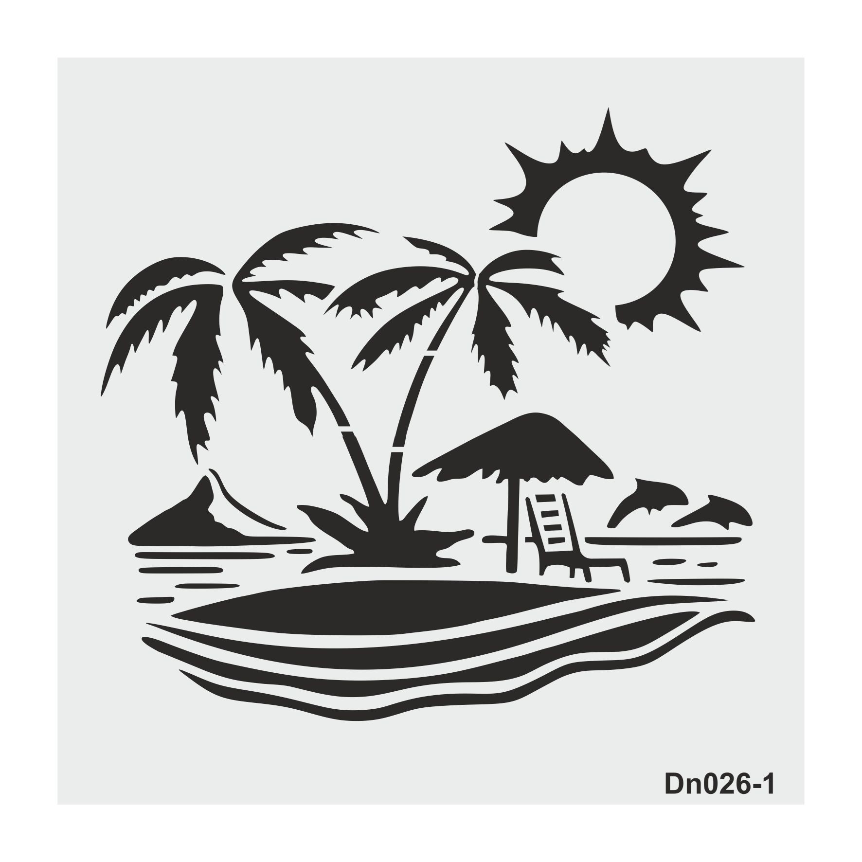 Stencil Tasarım DN026 Deniz Temalı , 20X20cm , 4 lü  stencil seti  SET:44   Duvar Ahşap Boyama Desen