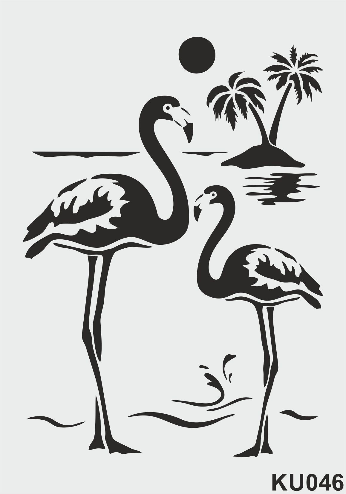 Stencil Tasarım KU046 Flamingo - Dekoratif Duvar, Eşya, Fayans,Kumaş Boyama Şablonları