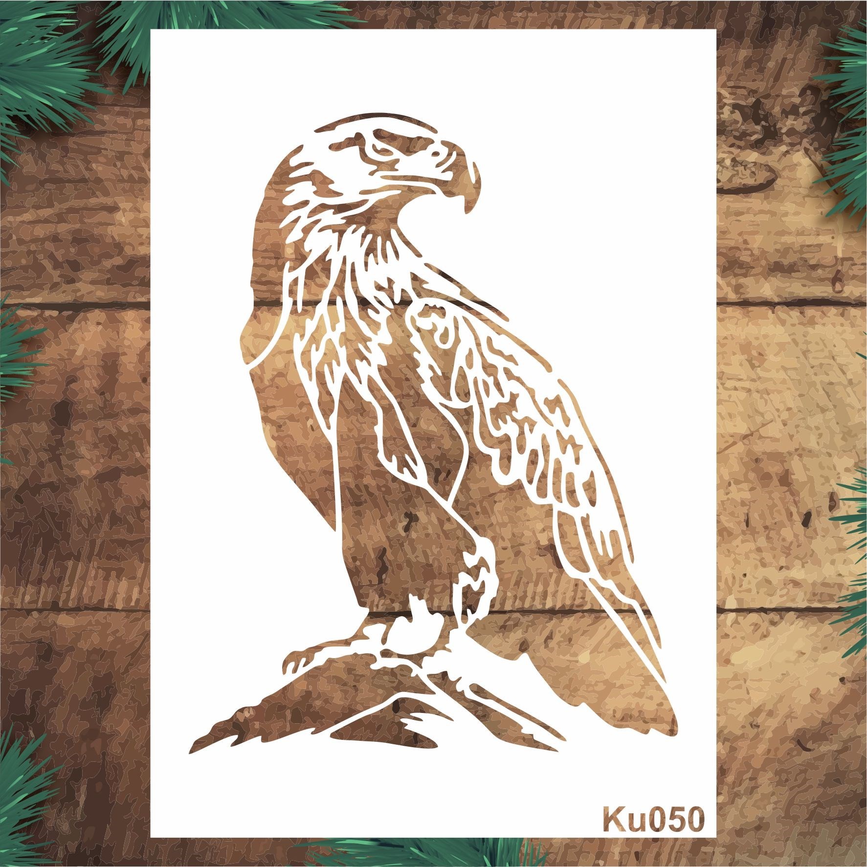 Stencil Tasarım Ku050 KARTAL  Duvar Ahşap Cam  Kumaş Boyama Deseni