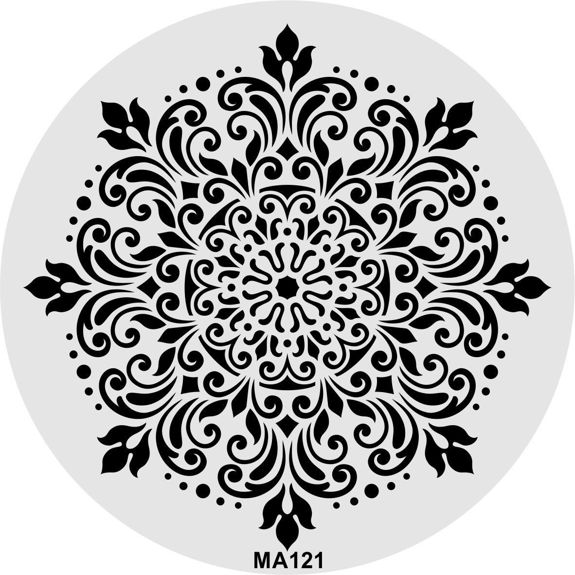 Stencil Tasarım Ma121 Mandala Duvar Ahşap Cam Boyama Deseni