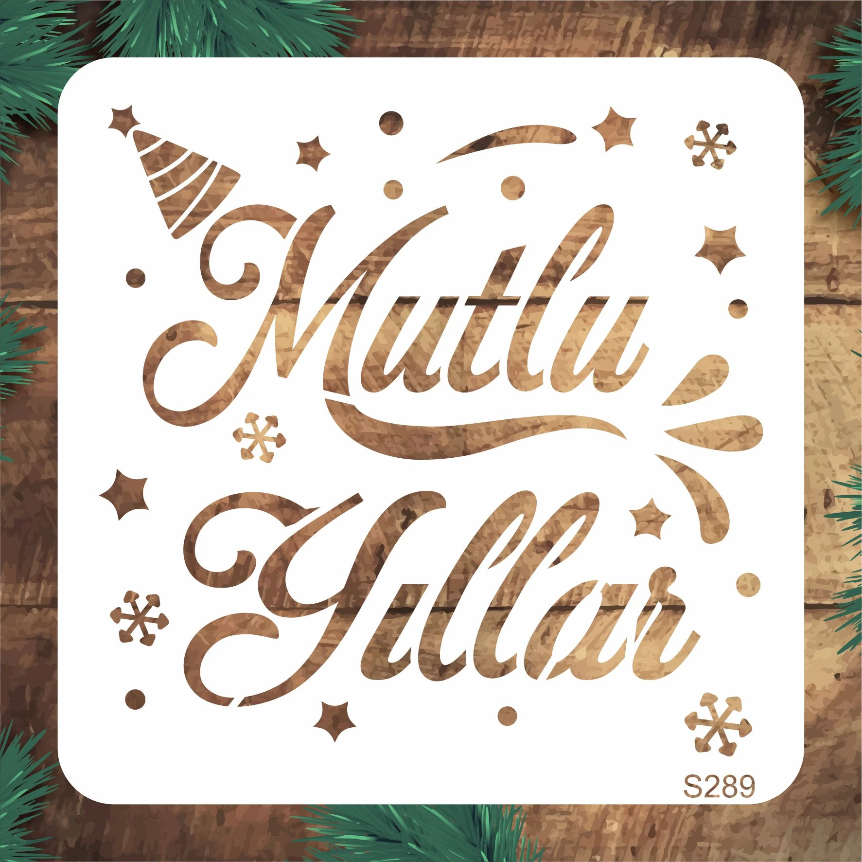 Stencil Tasarım S289 Mutlu Yıllar- Dekoratif Duvar, Eşya,kumaş,fayans Boyama Şablonları