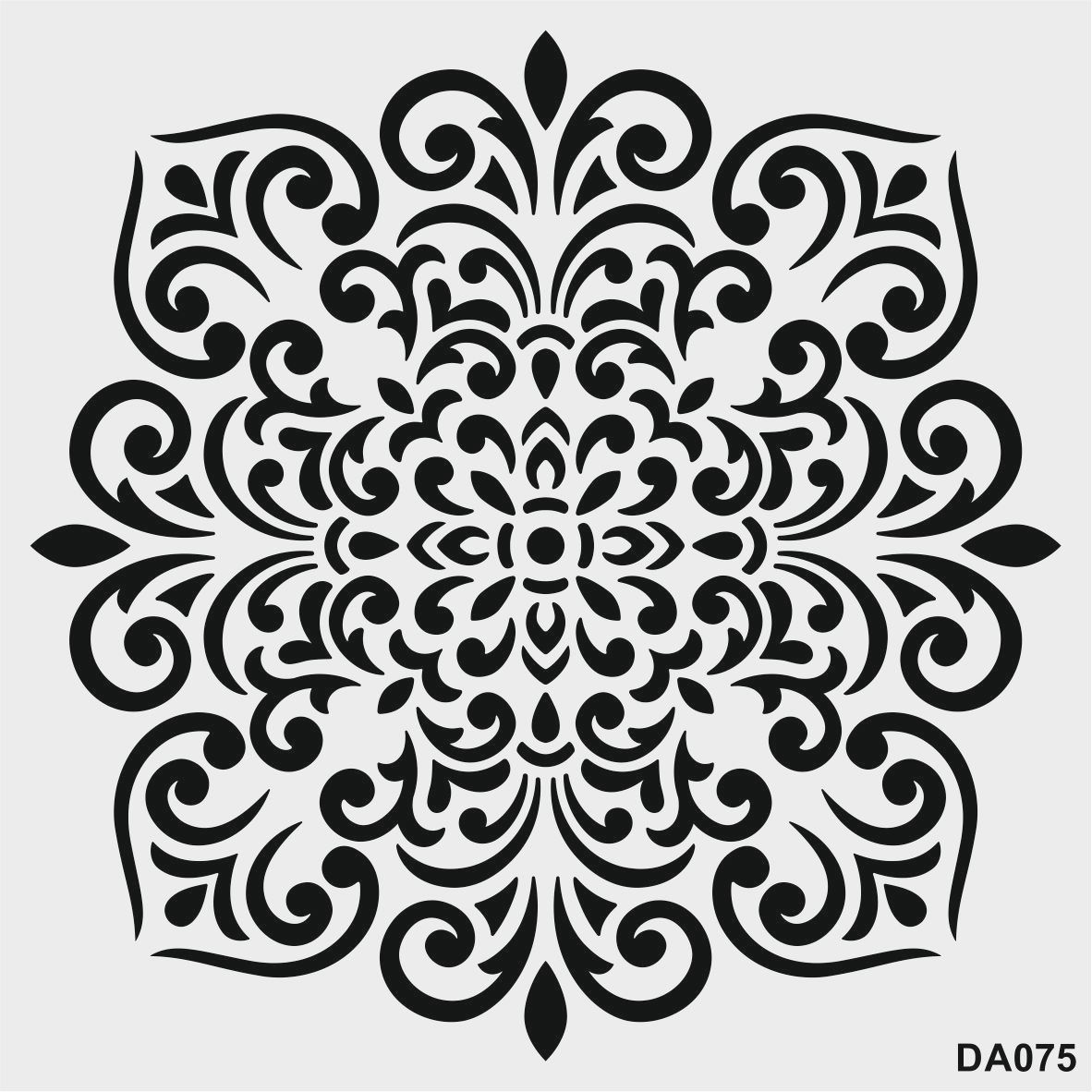 Stencil Tasarım DA075 Damask Duvar Ahşap Cam Kumaş Boyama Deseni