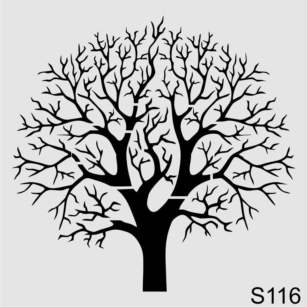 Stencil Tasarım S116 Hayat Ağacı Duvar Ahşap Cam Boyama Deseni