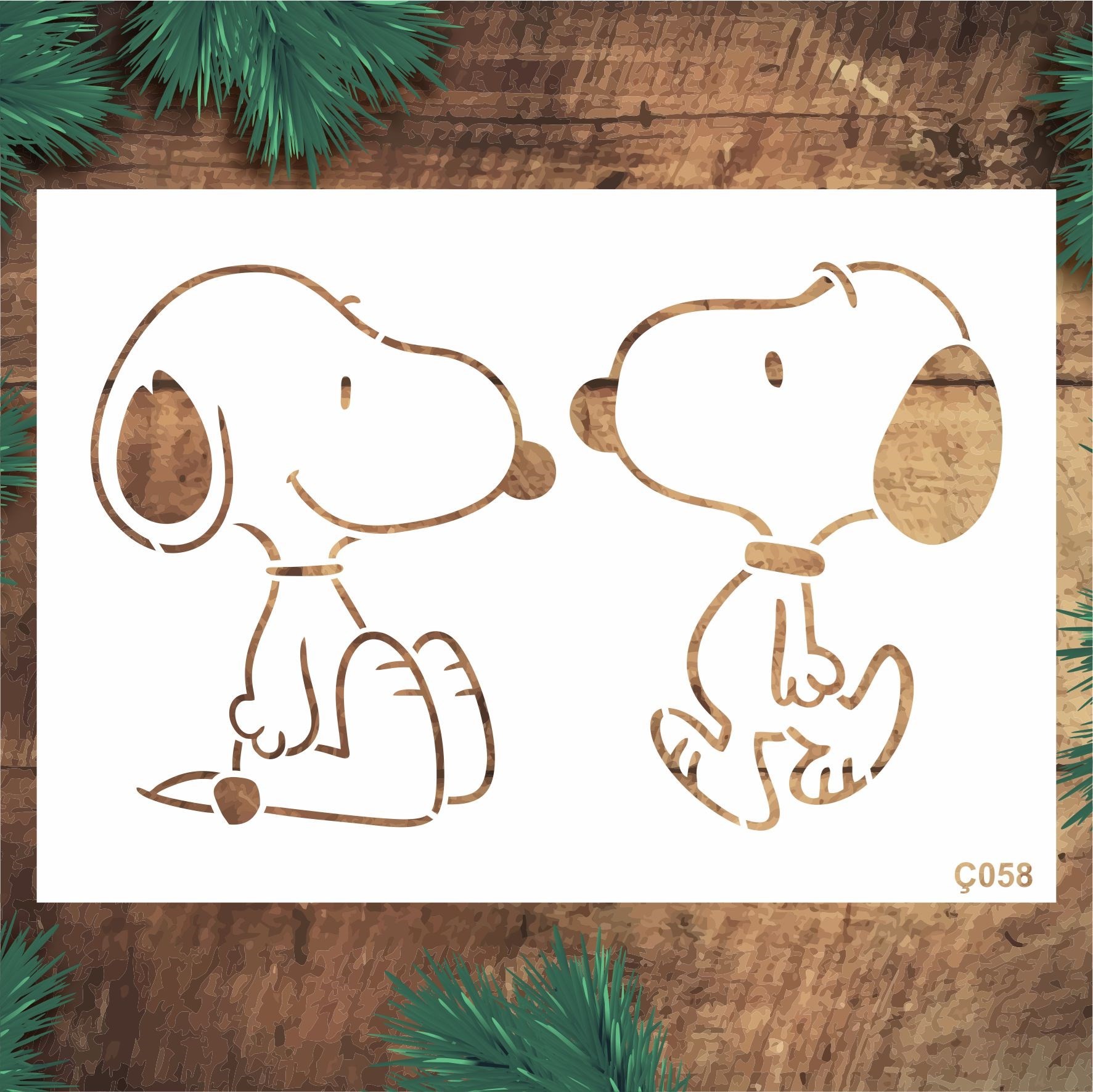 Stencil Tasarım Ç058 Snoopy Duvar Ahşap Cam Boyama Deseni