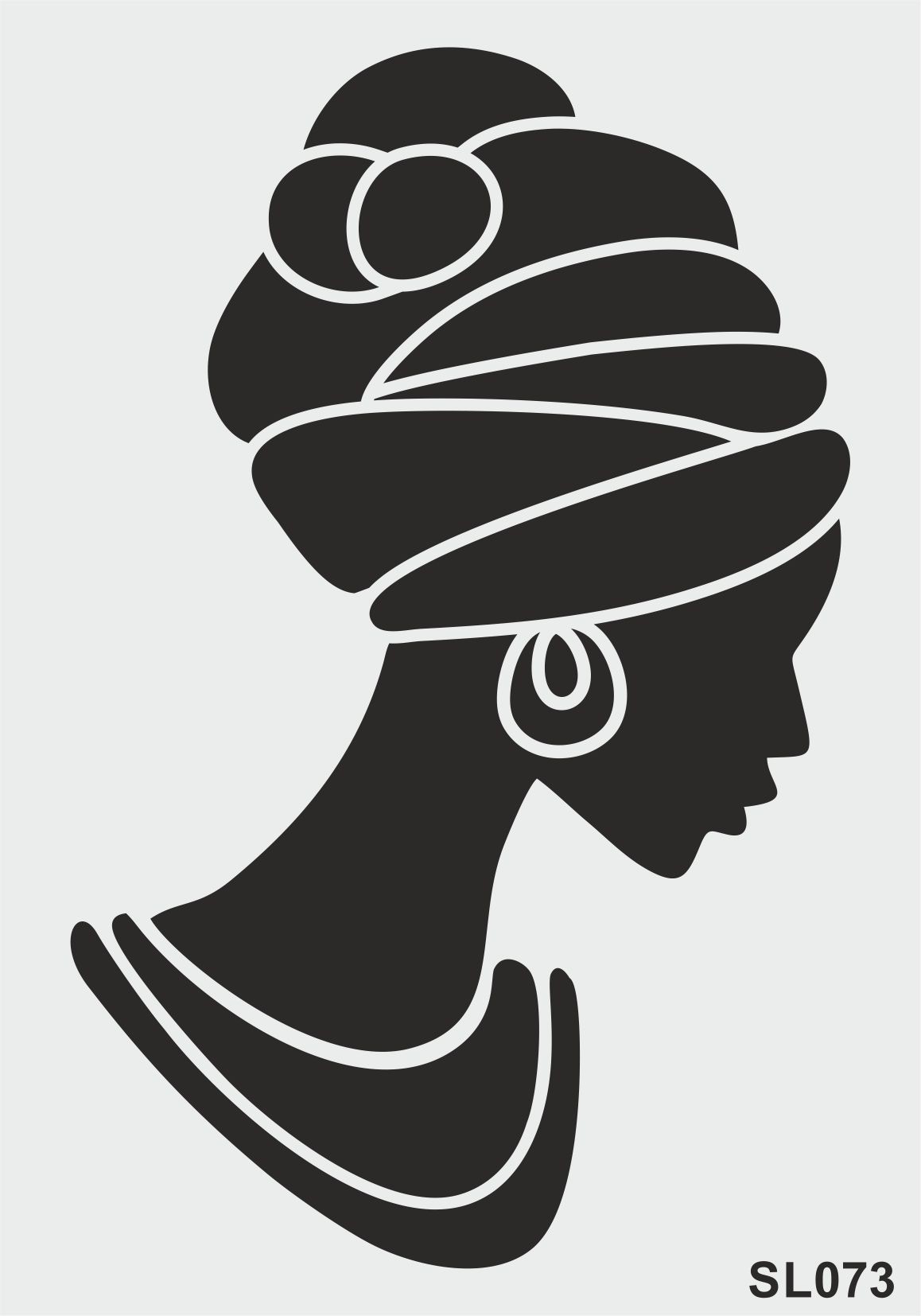 Stencil Tasarım SL073 Afrikalı Kadın- Dekoratif Duvar, Eşya, Fayans,Kumaş Boyama Şablonları
