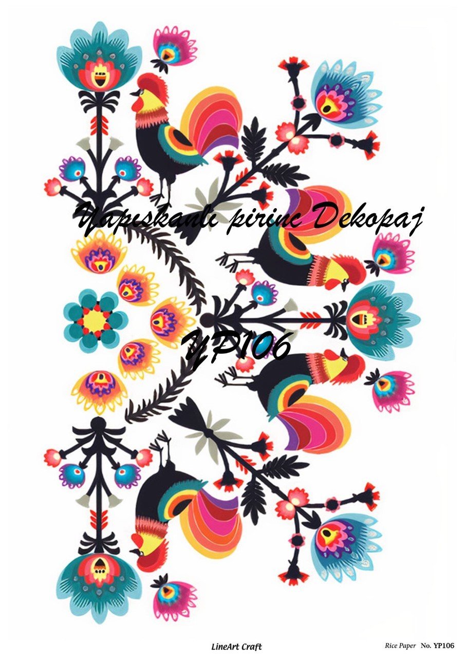 Yp106 Lineart Yapışkanlı Pirinç Dekopaj , Sticker Pirinç Dekopaj