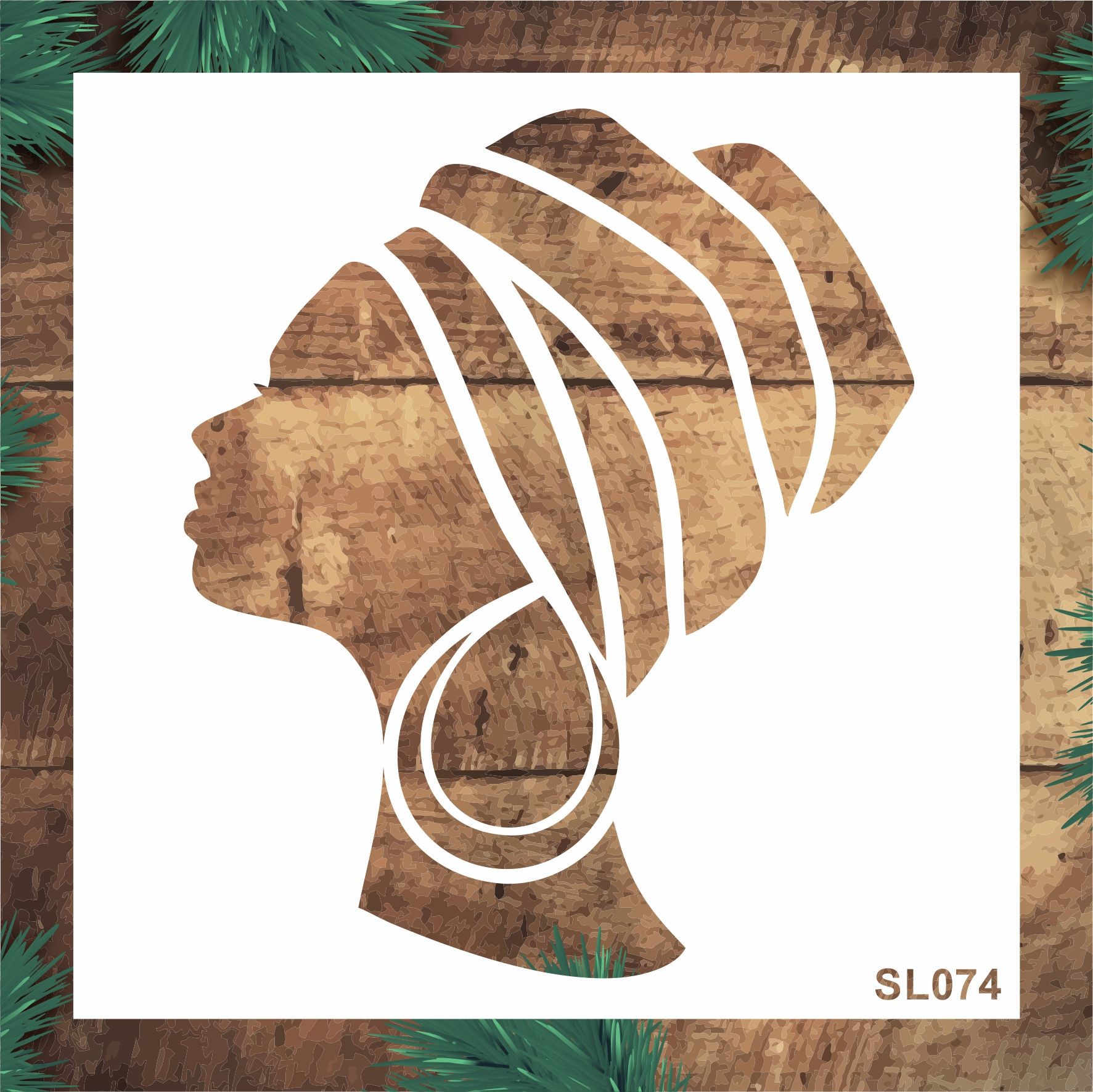 Stencil Tasarım SL074 Afrikalı Kadın- Dekoratif Duvar, Eşya, Fayans,Kumaş Boyama Şablonları