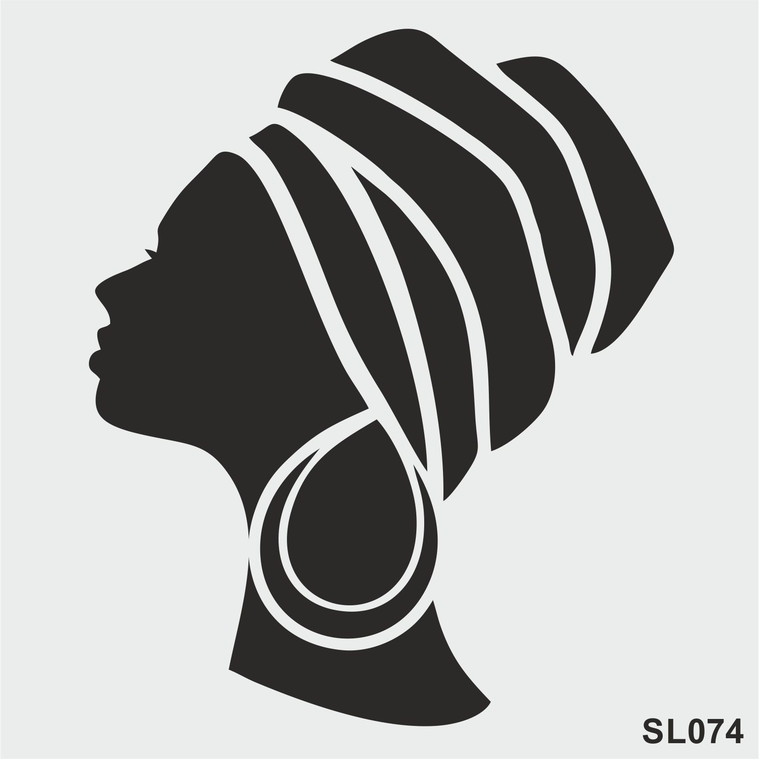 Stencil Tasarım SL074 Afrikalı Kadın- Dekoratif Duvar, Eşya, Fayans,Kumaş Boyama Şablonları