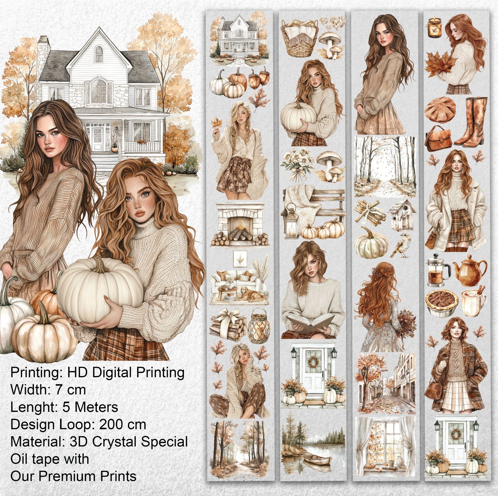 Cozy Fall Dreams PET Tape – Scrapbooking, Journaling, Decorative Craft Supplies – Tax Included – SRP143