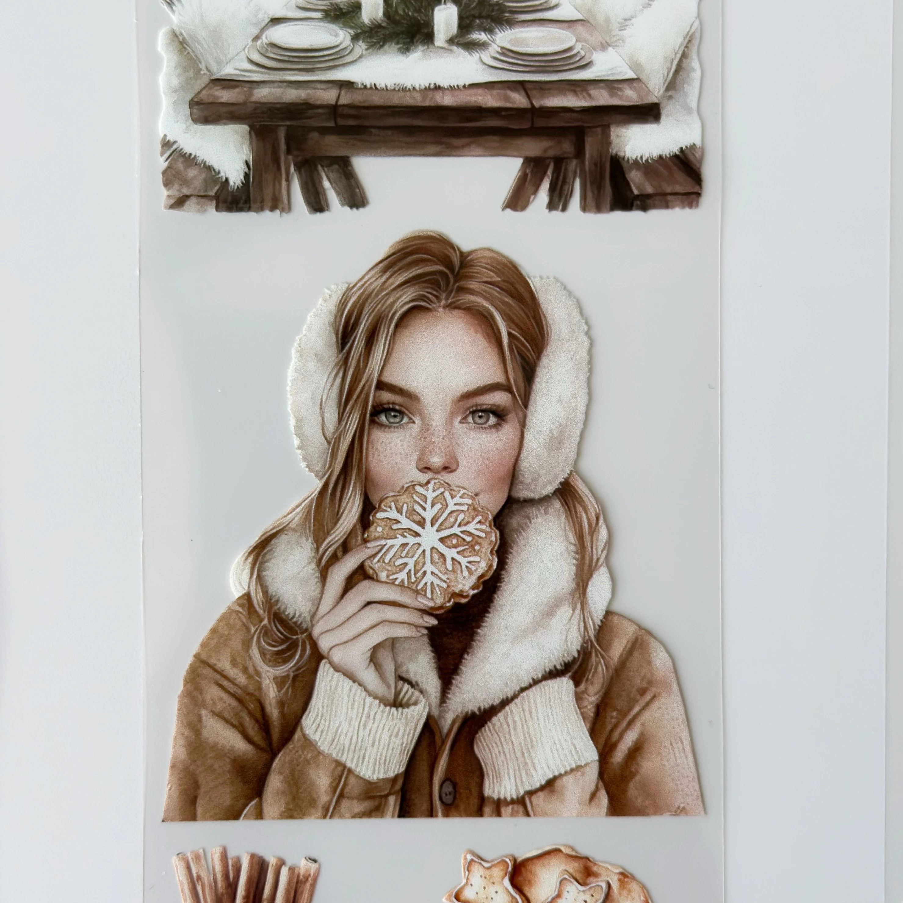 Winter Serenity Pet Tape – Cozy White Aesthetic, Winter Girl Art, Snowy Cottage Scene, Scandinavian Christmas Style, Tax Included – SRP166