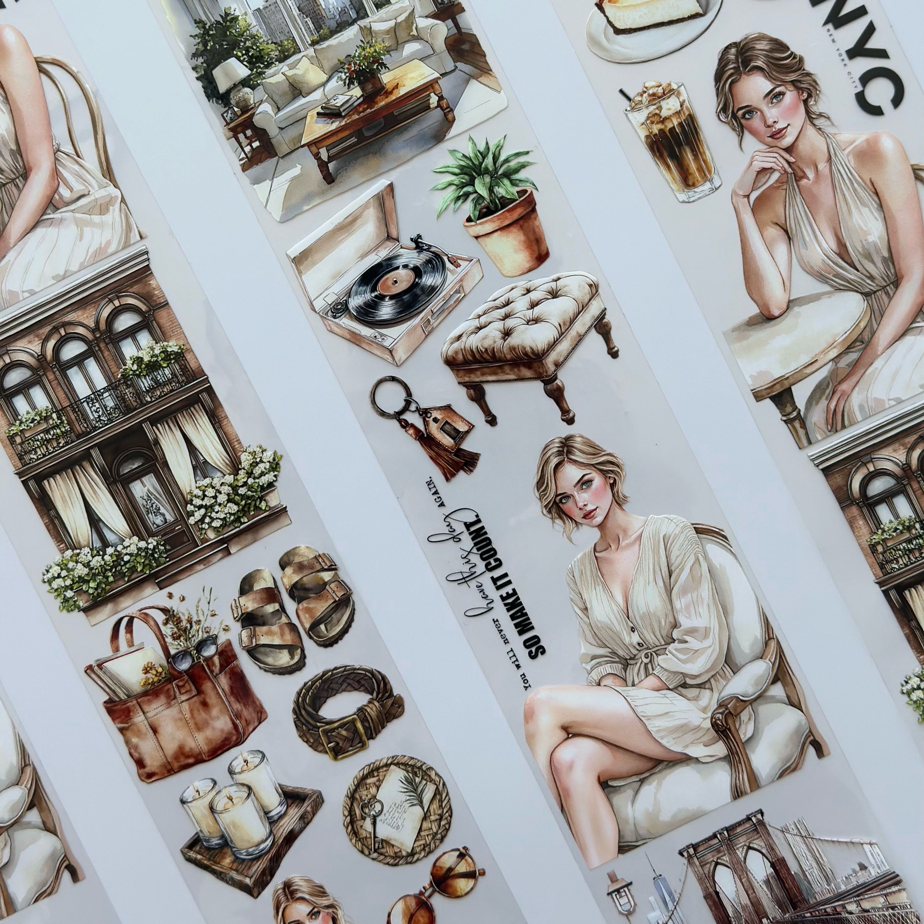 NYC Elegance Oil PET Tape – New York City Girl Sticker Roll – Urban Vintage 7cm Journal Deco – SRP139