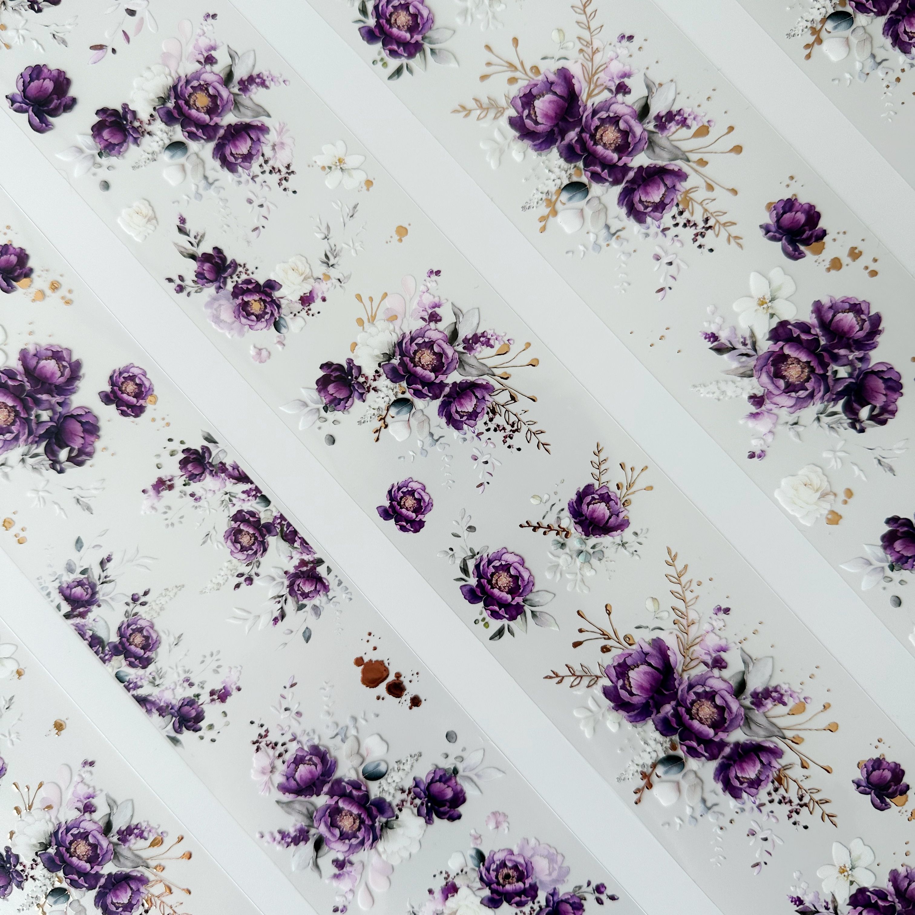 Scrapbook Royal Purple Flowers-3D Foil Pet Tape