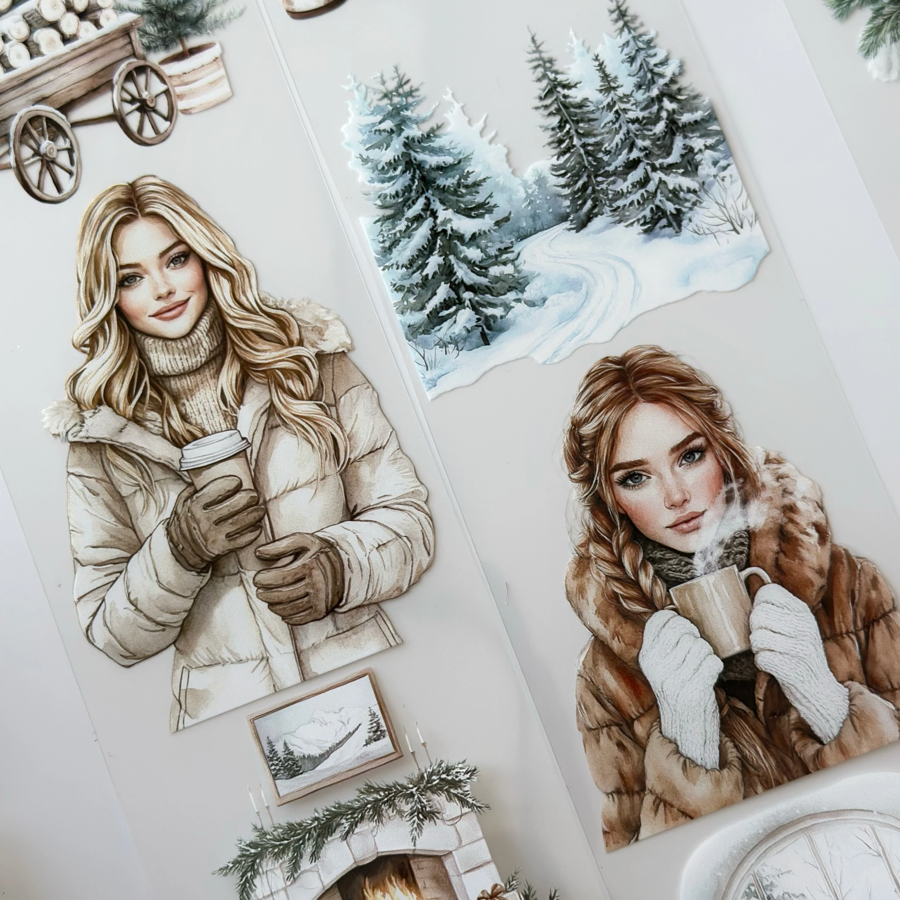 Winter Serenity Pet Tape – Cozy White Aesthetic, Winter Girl Art, Snowy Cottage Scene, Scandinavian Christmas Style, Tax Included – SRP166