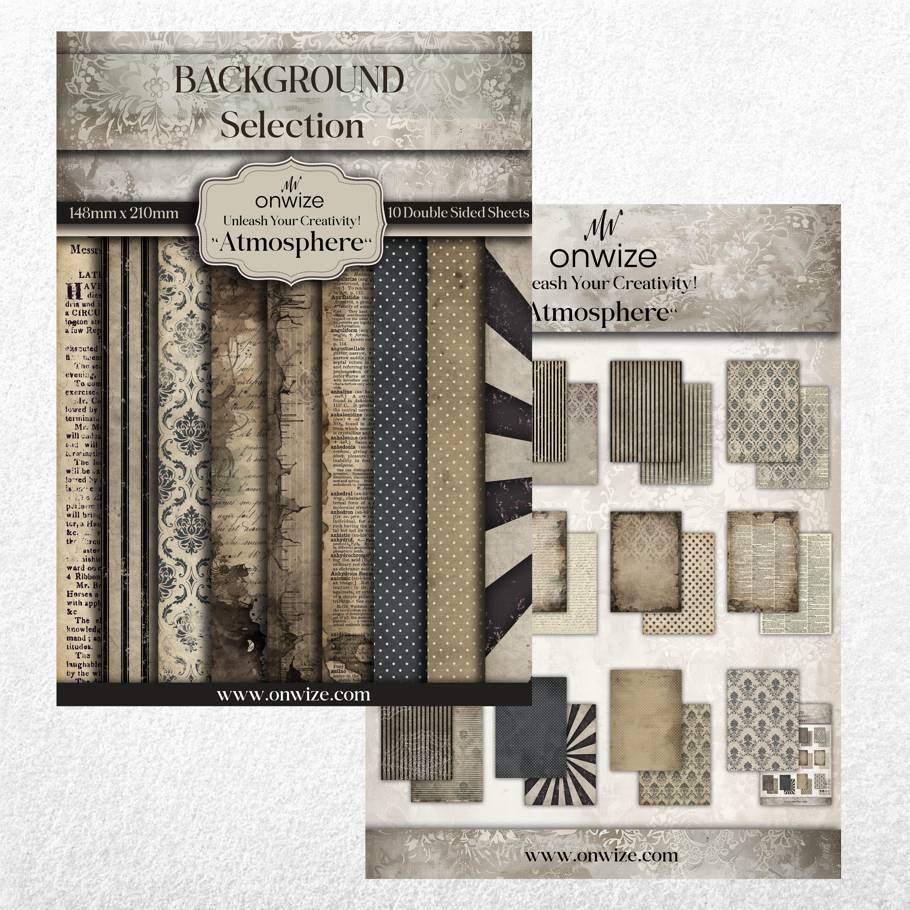 Scrapbooking 'Atmosphere' 10 sheets 148x210mm (5"X8") 220 gsm Backgrounds Selection