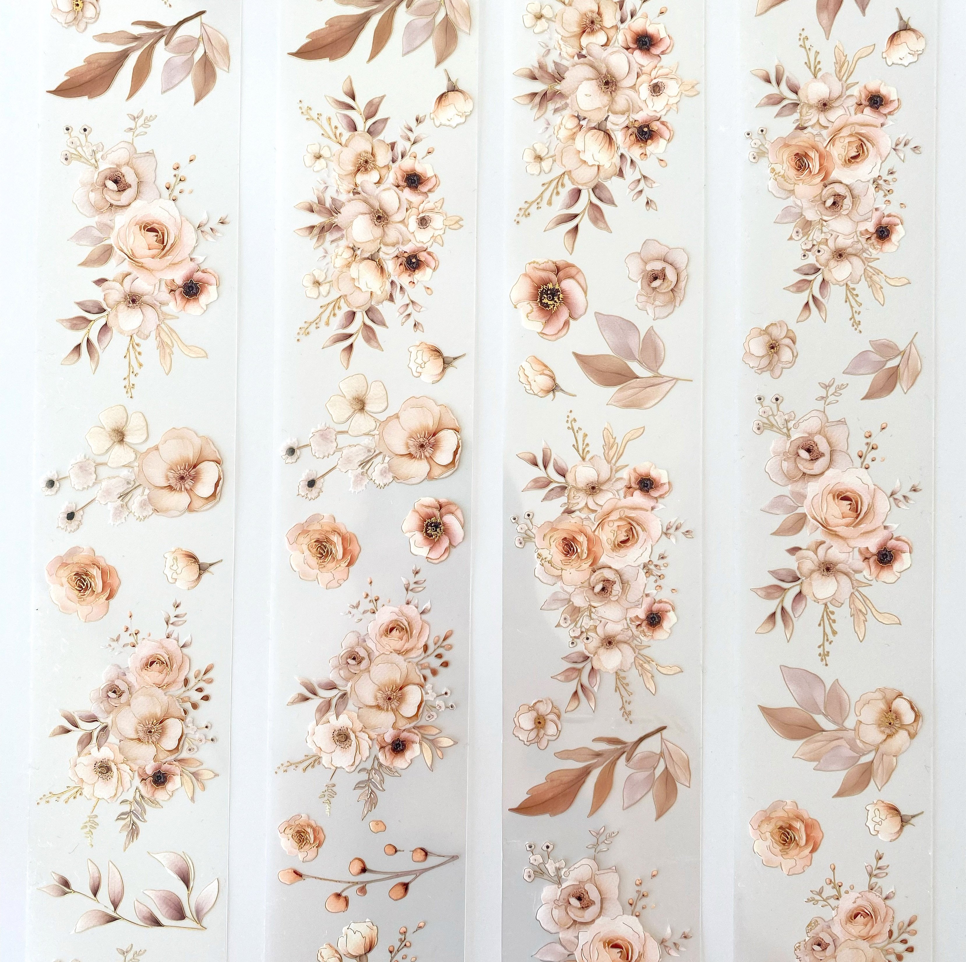 5 Meters Scrapbook Magic Beige Flowers Holo Gold Foil Tape