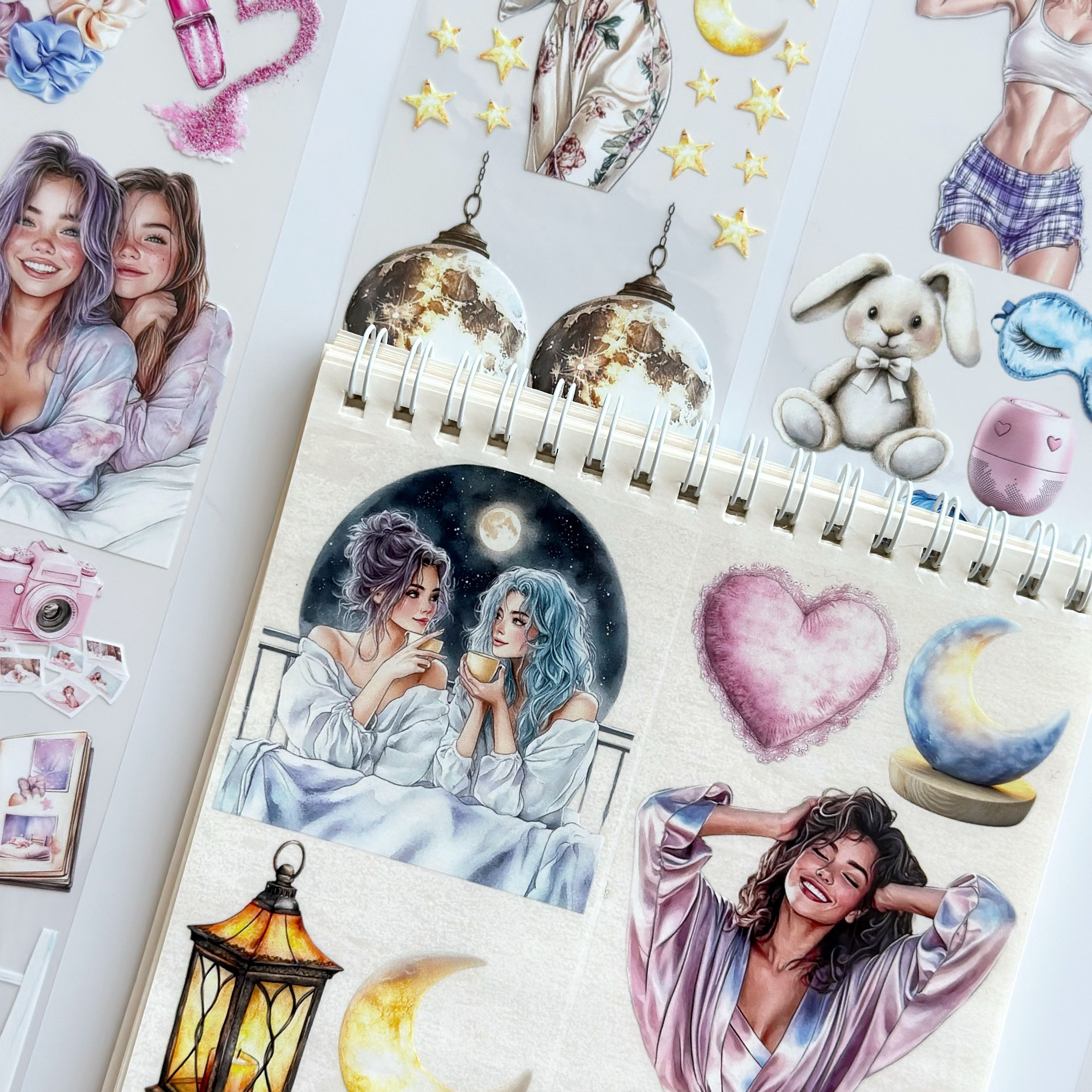 Pillow Fight Girls PET Oil Tape – Sleepover Aesthetic Scrapbook Roll – Cozy Night Vibes – SRP131