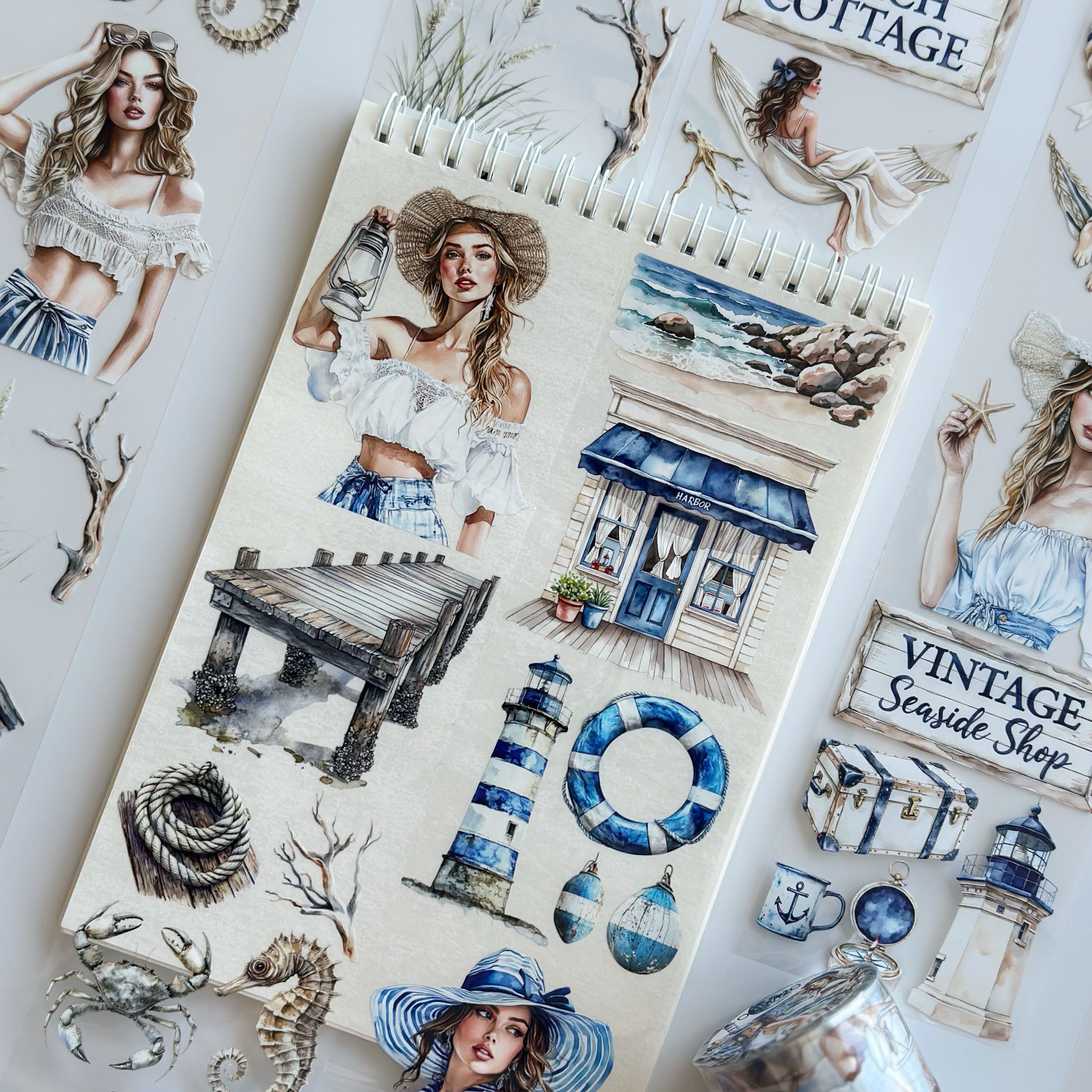 The Story of Waves Oil PET Tape – Coastal Girl Sticker Roll – Nautical Scrapbook Tape 7cm – SRP138