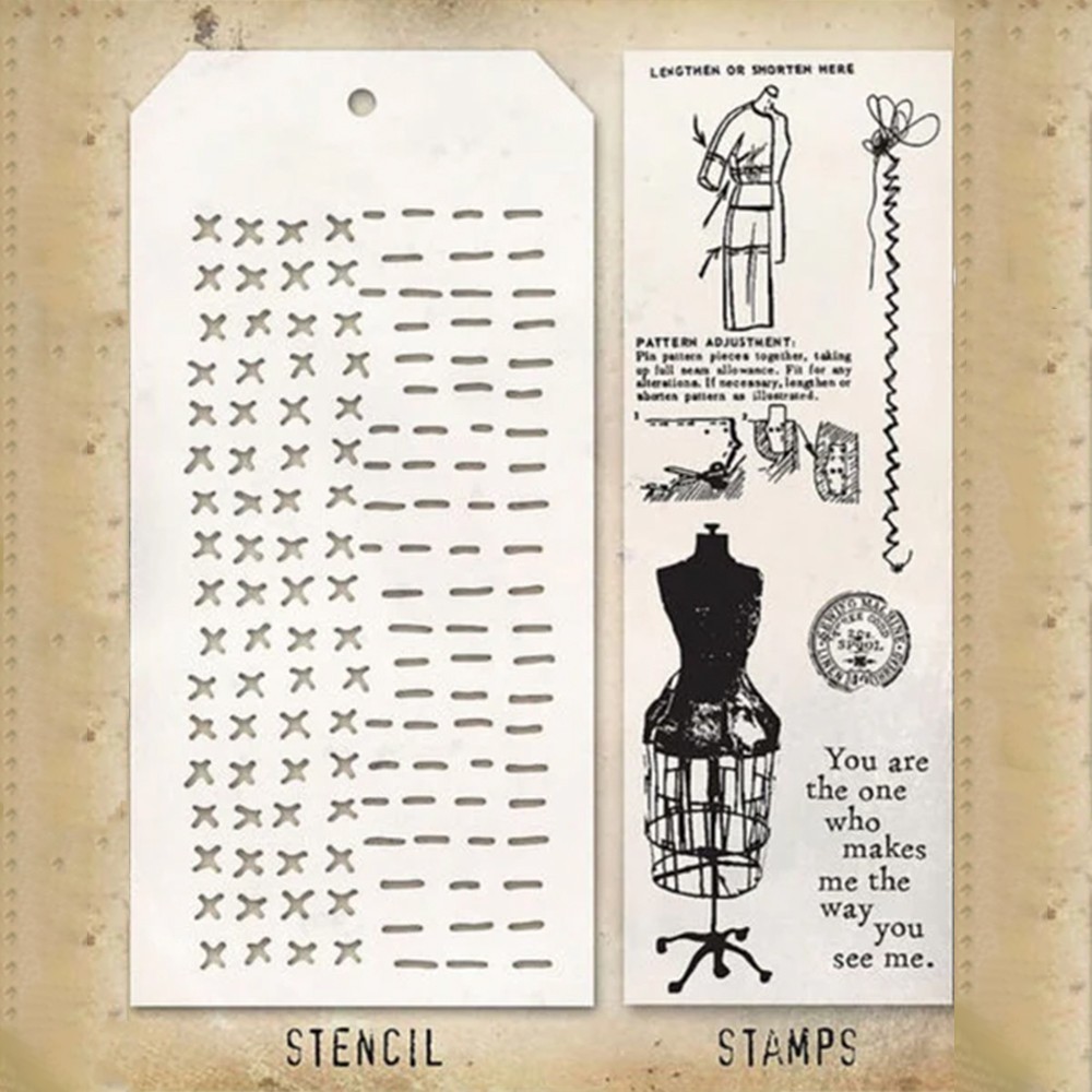 Scrapbook Journal Dekoratif Fashion Stencil-Stamp Set