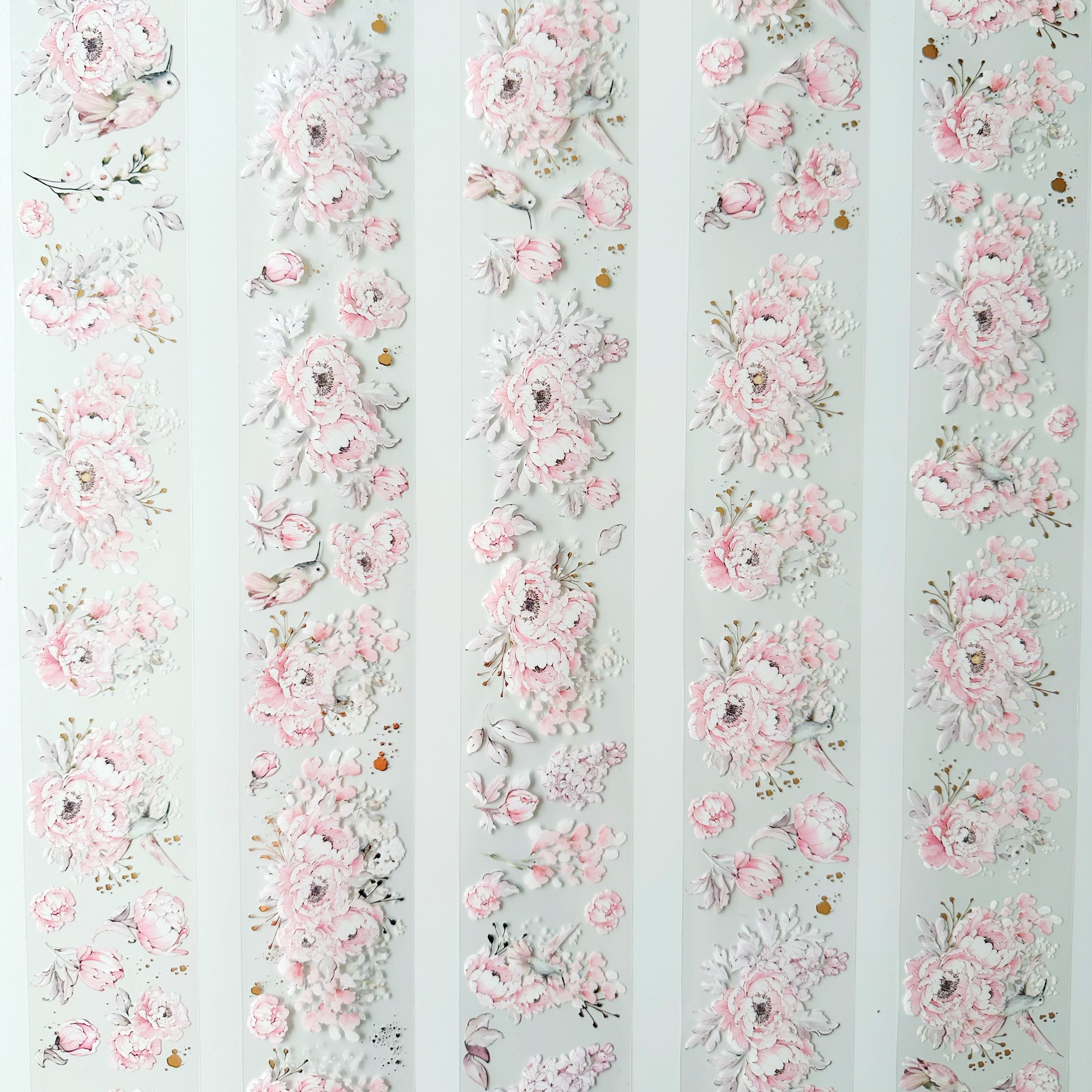 Scrapbook The Sound of Pink Flowers-3D Foil Pet Tape