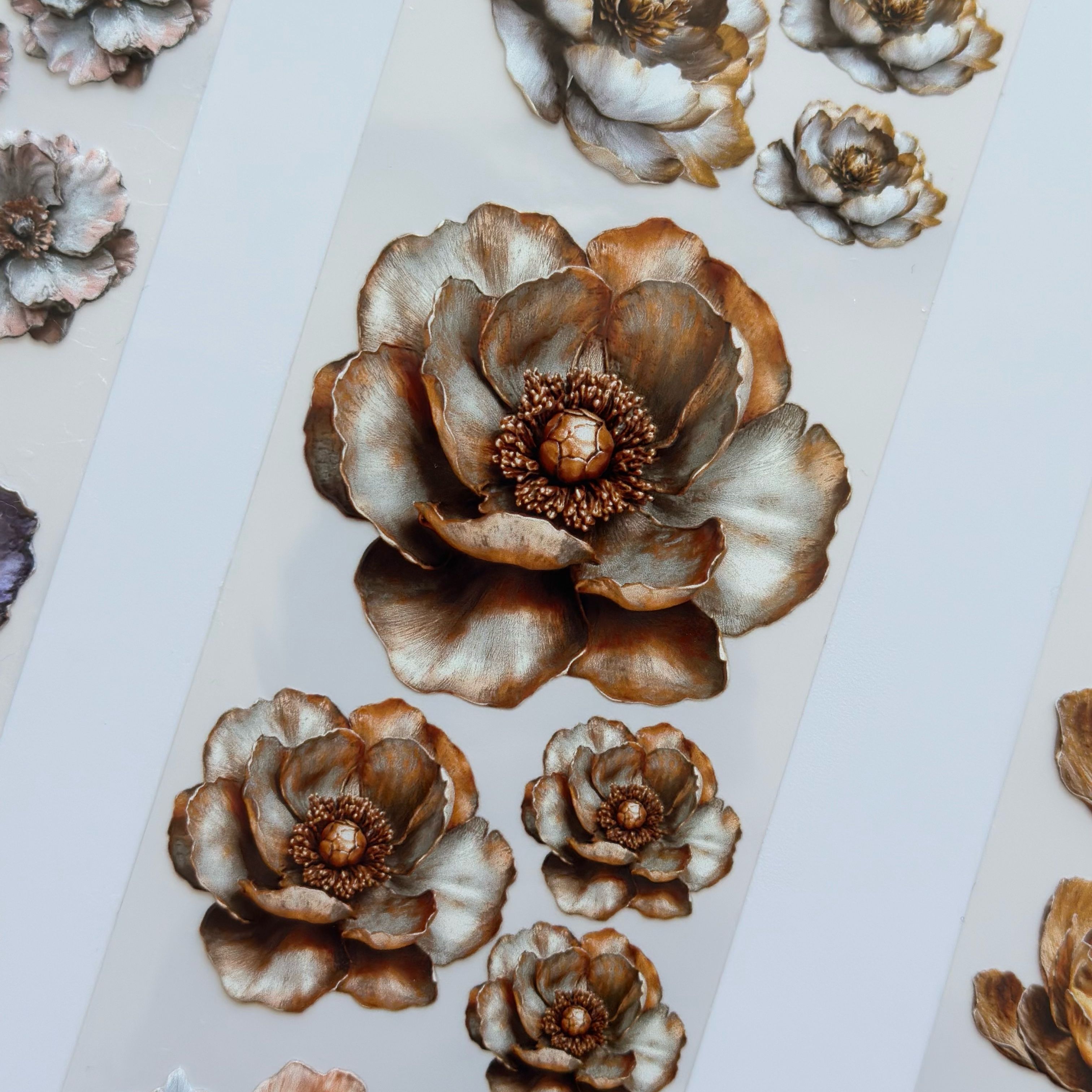 Melody of Flowers Oil PET Tape – Elegant Bloom Sticker Roll – 6cm Floral Scrapbook Tape – SRP134