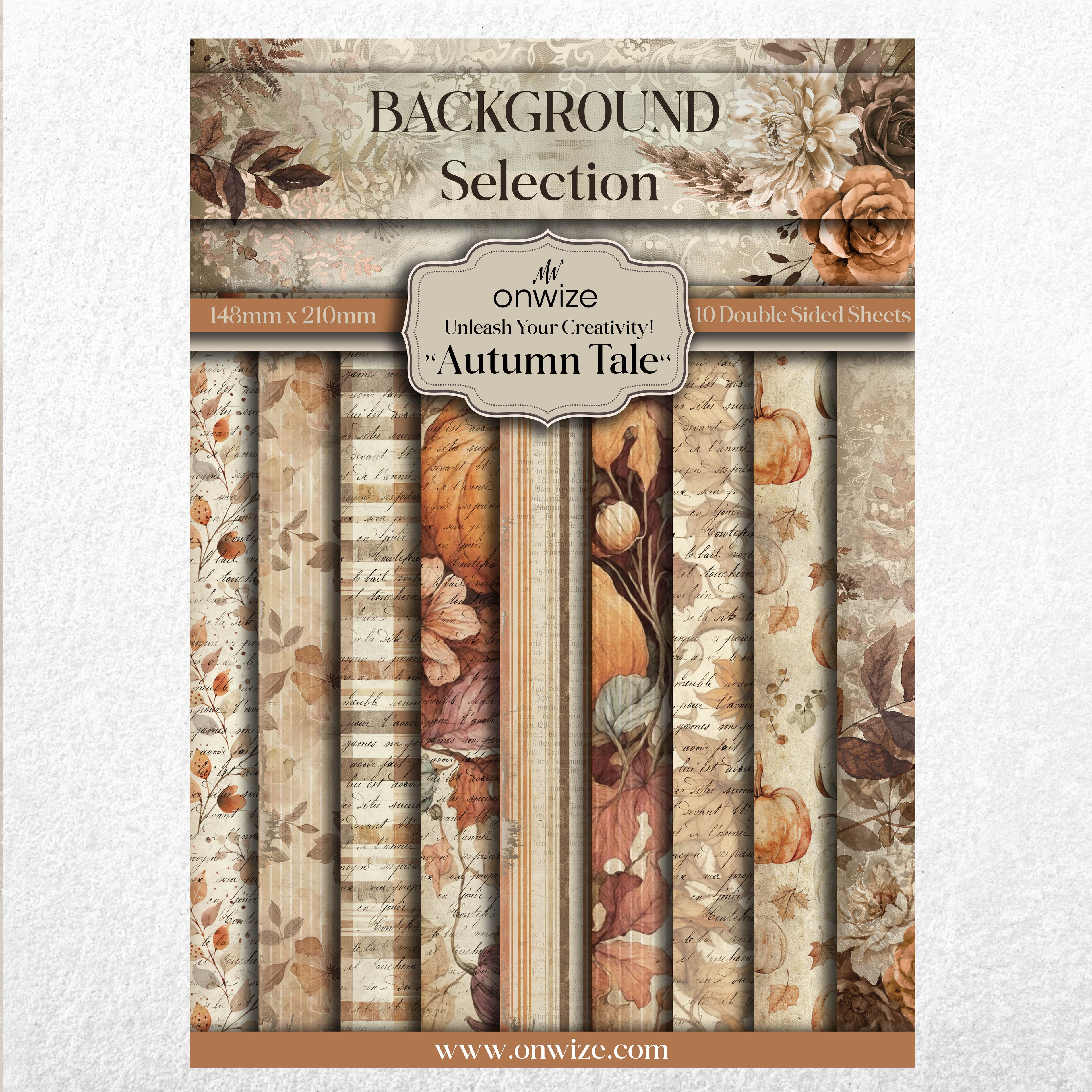 Scrapbooking 'Autumn Tale' 10 sheets 148x210mm (5"X8") 220 gsm Backgrounds Selection