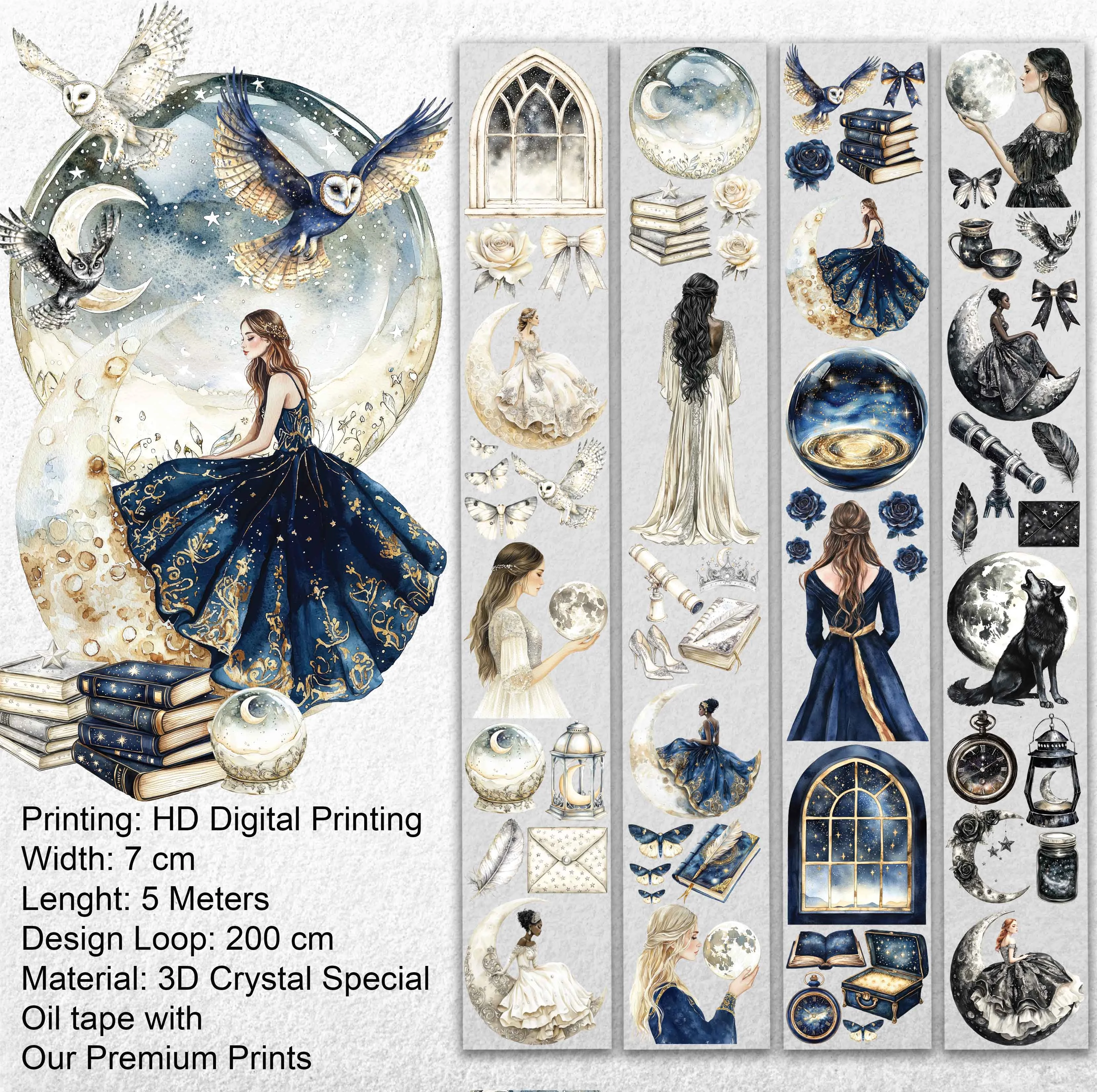 Scrapbook Dream on the Moon -3D Crystal Special Oil tape