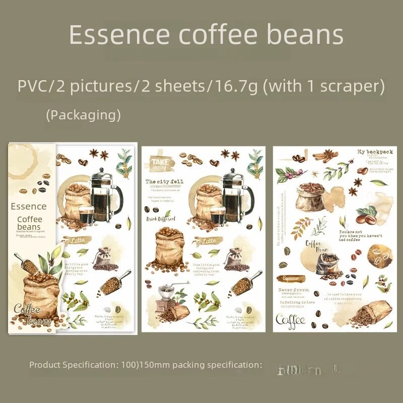 2 Adet Scrapbook Coffee Rub on - Transfer Baskı Sticker Set