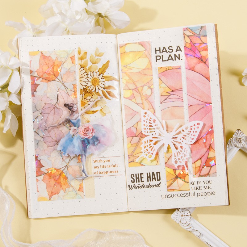 5 Pcs Scrapbook Magical Flowers Page Sticker Set