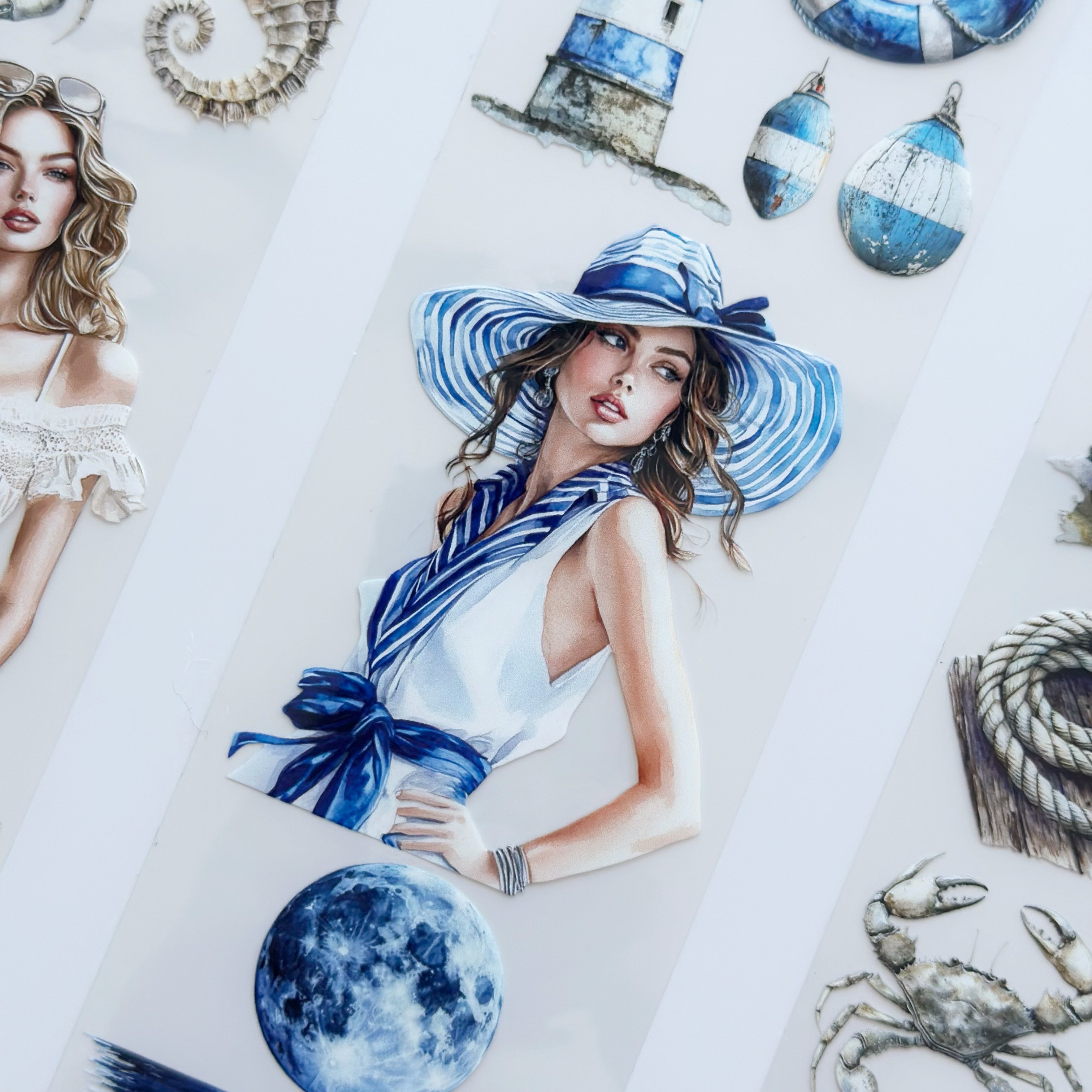 The Story of Waves Oil PET Tape – Coastal Girl Sticker Roll – Nautical Scrapbook Tape 7cm – SRP138